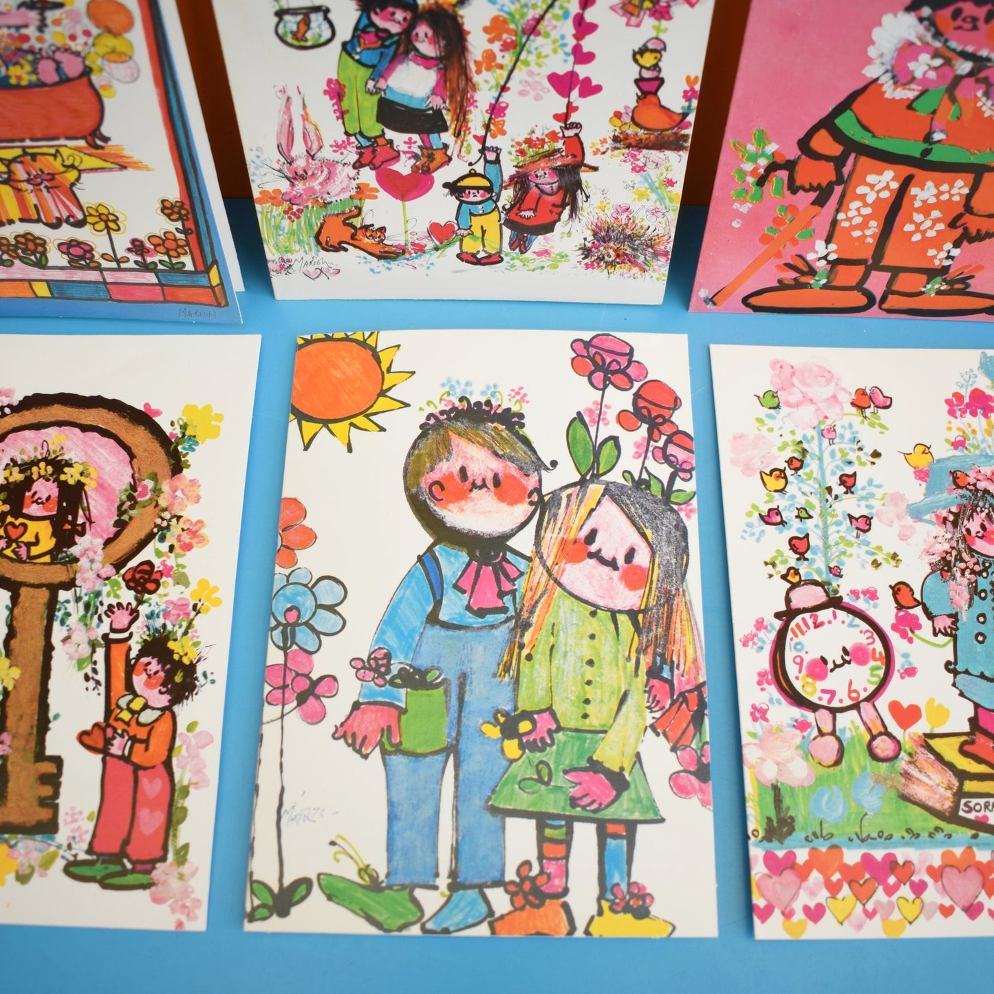 Vintage 1970s Greeting Card Pack - by Marion - Artist x8 by Eric's Cards