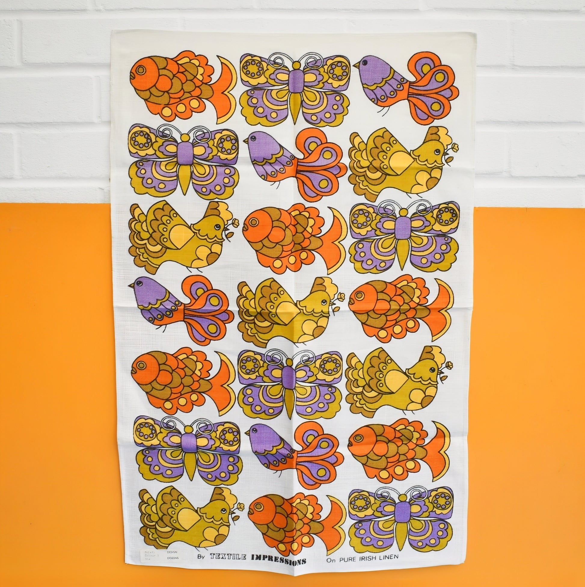 Vintage 1970s Tea Towel - Textile Impressions- Gaiety by Vintage