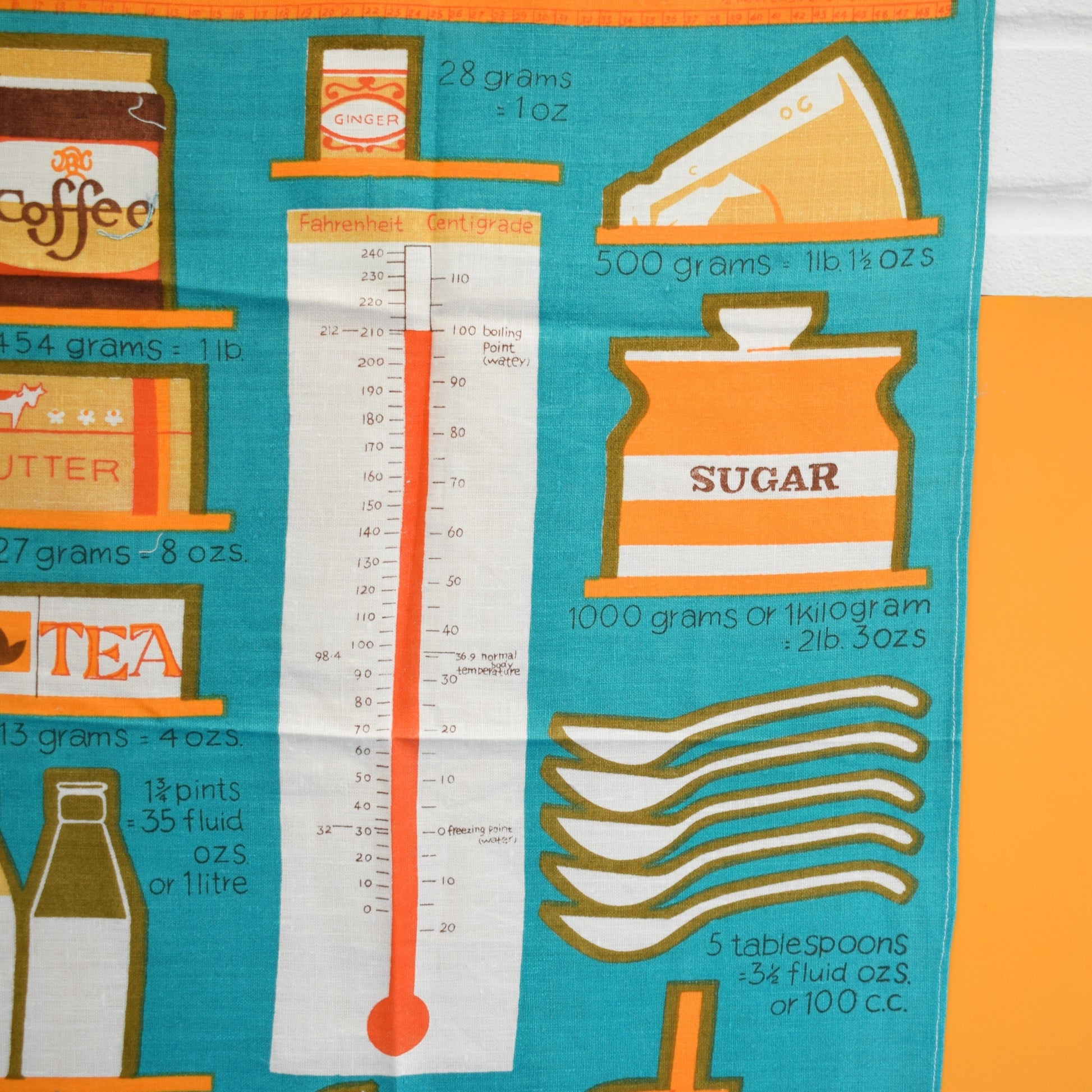 Vintage 1970s Tea Towel - Metric Measurements - Unused- Choice Of Colours by Vintage
