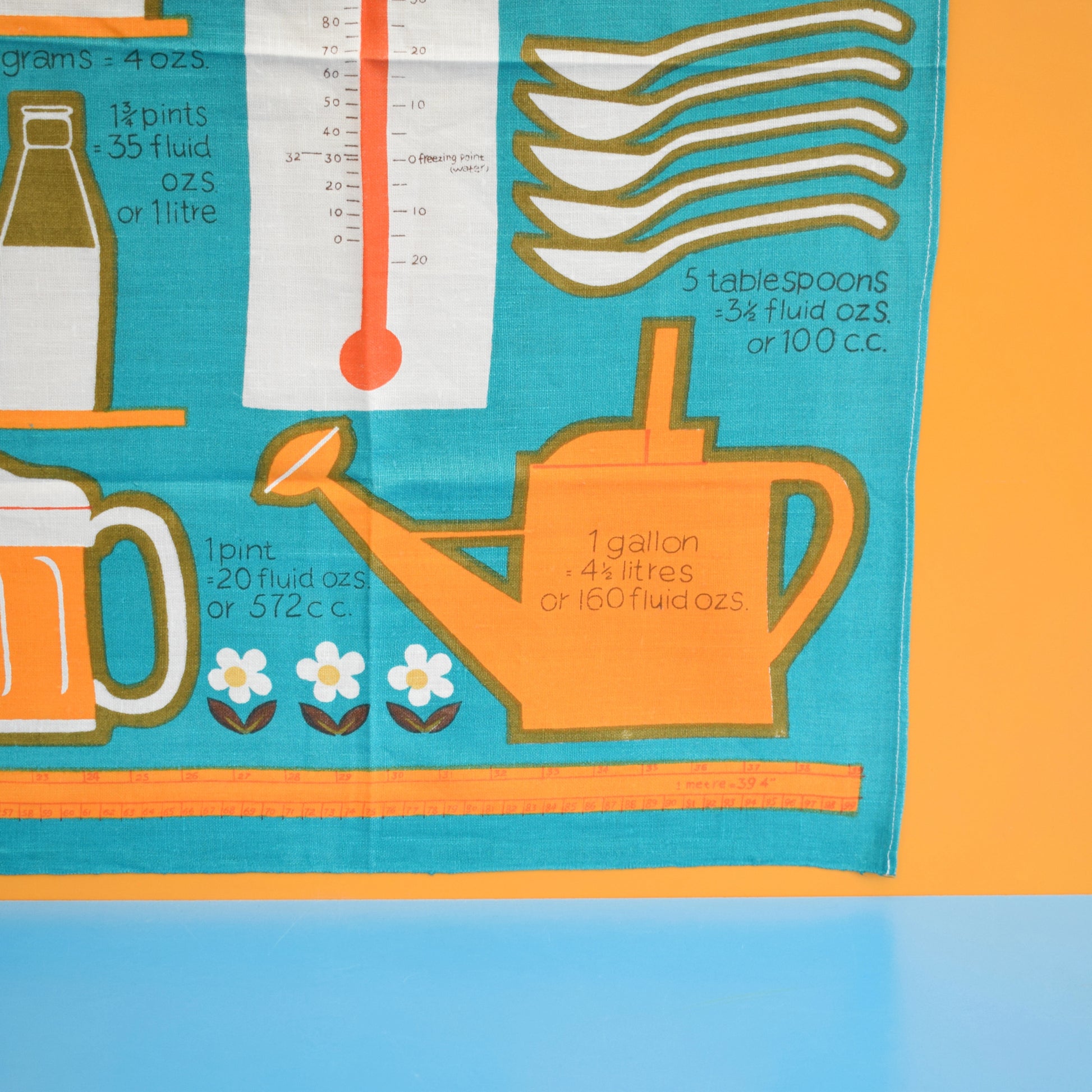 Vintage 1970s Tea Towel - Metric Measurements - Unused- Choice Of Colours by Vintage