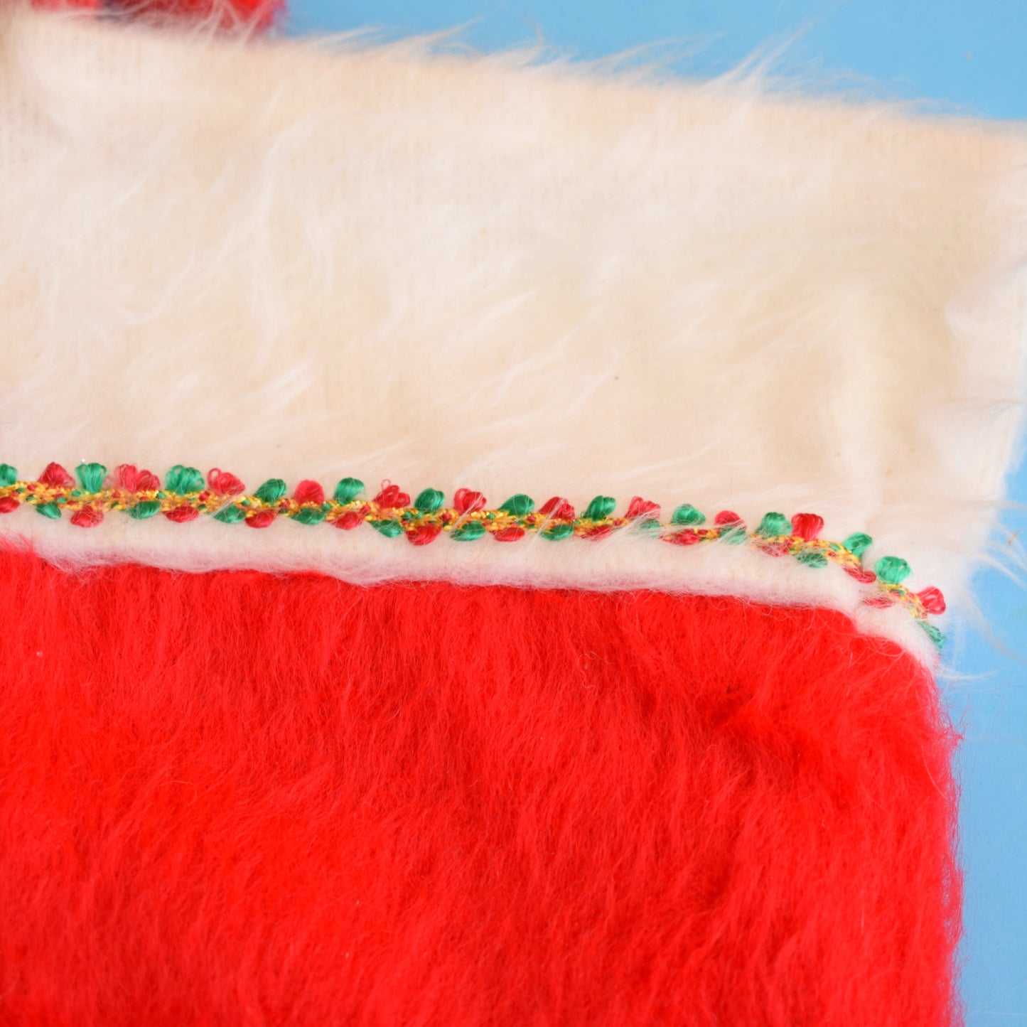 Vintage 1980s Fluffy Christmas Stockings - Red x3