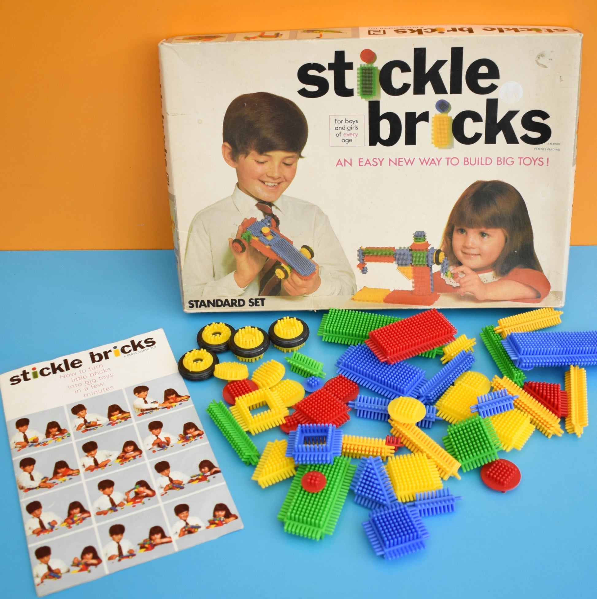Vintage 1960s Stickle Bricks - Boxed - Deny Fisher Toys by Pineapple Retro