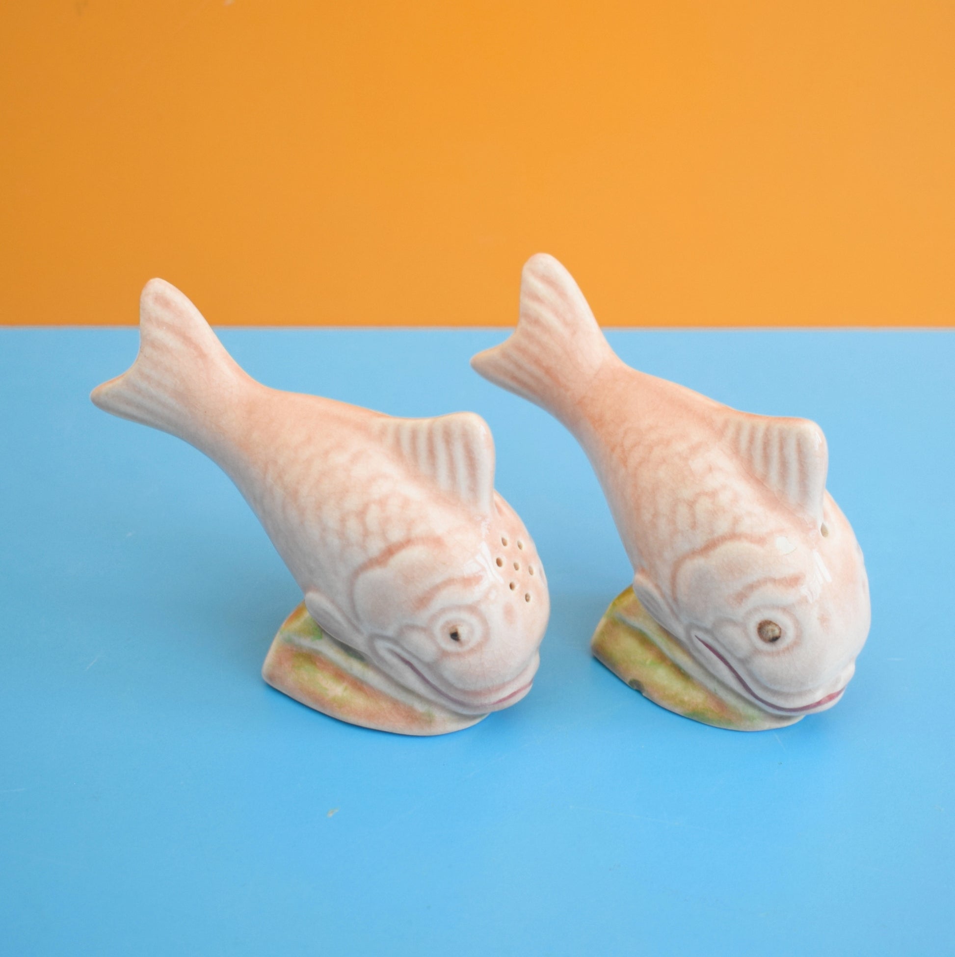 Vintage 1960s Fish Cruet Set / Salt & Pepper / Pin Dish - Melba Ware by Vintage