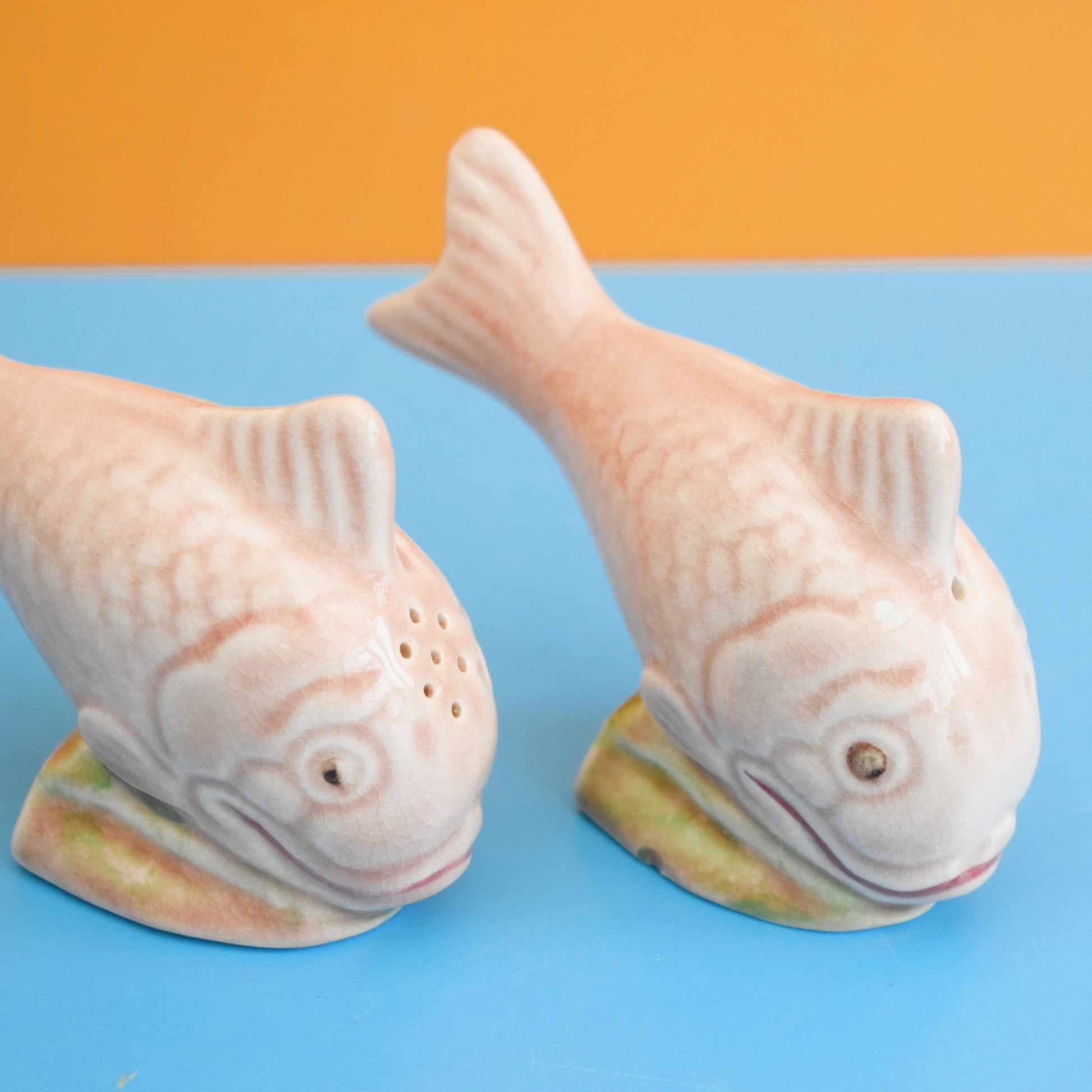 Vintage 1960s Fish Cruet Set / Salt & Pepper / Pin Dish - Melba Ware by Vintage