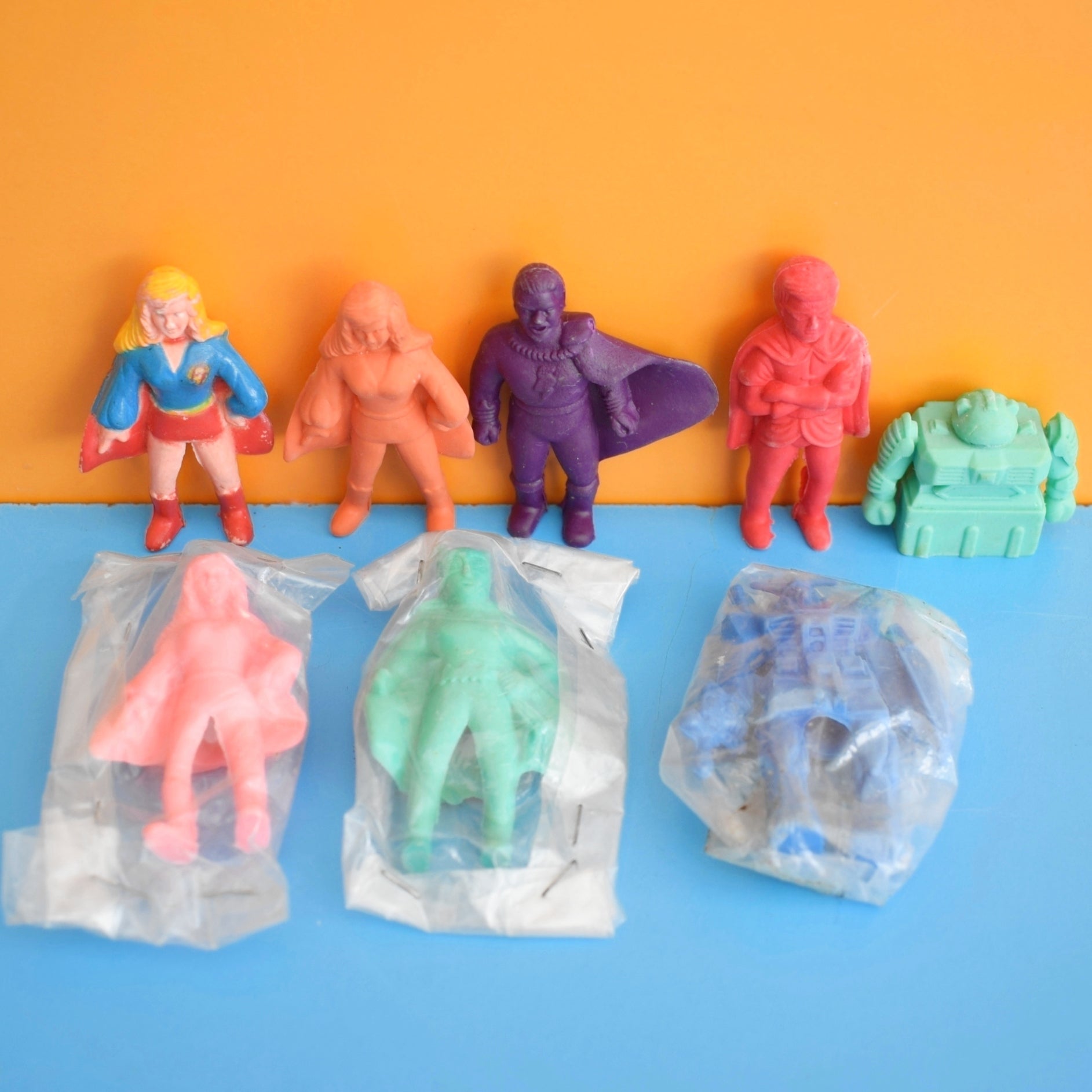 Vintage 1980s Collectable Erasers / Rubbers - Super Heros / Robots by Pineapple Retro
