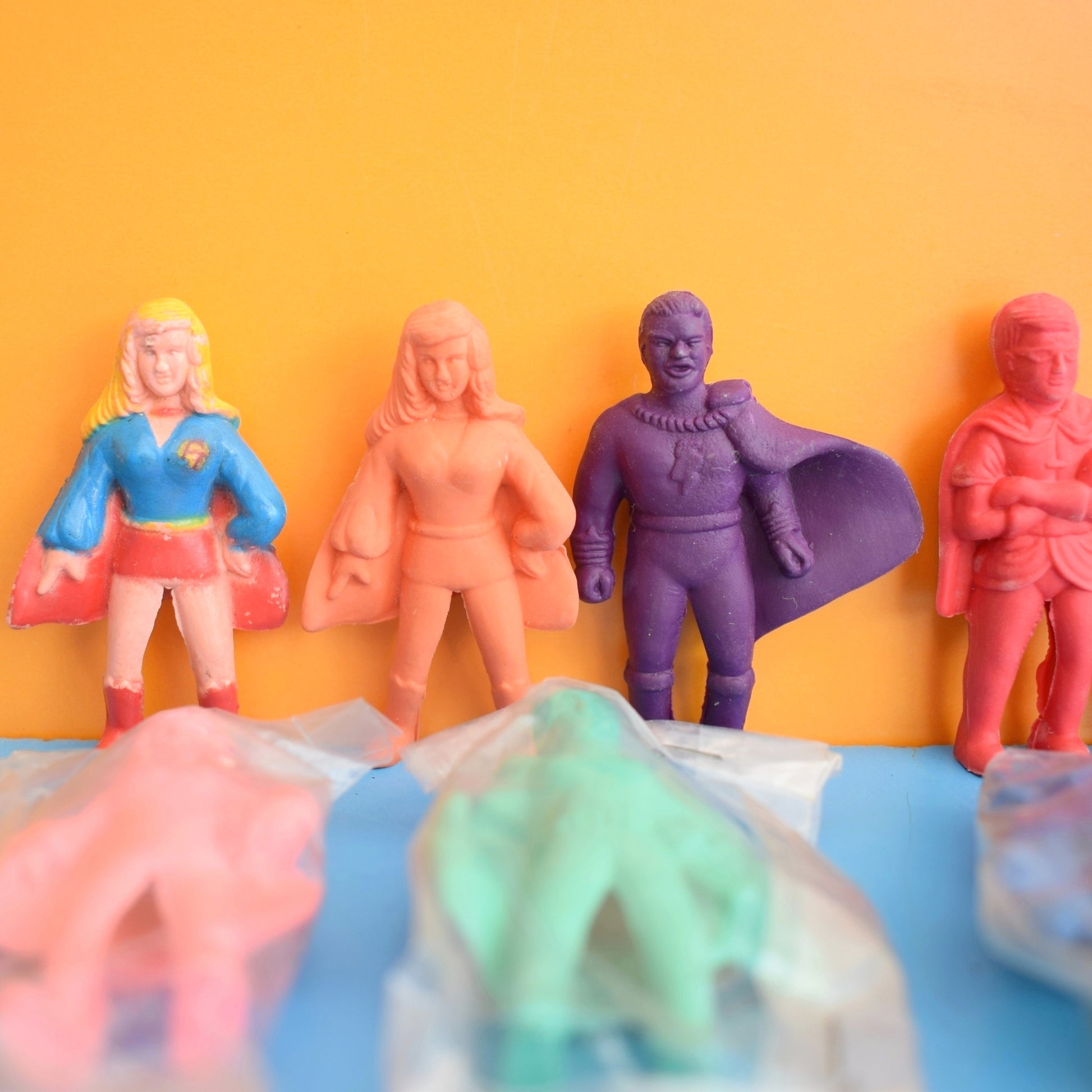 Vintage 1980s Collectable Erasers / Rubbers - Super Heros / Robots by Pineapple Retro