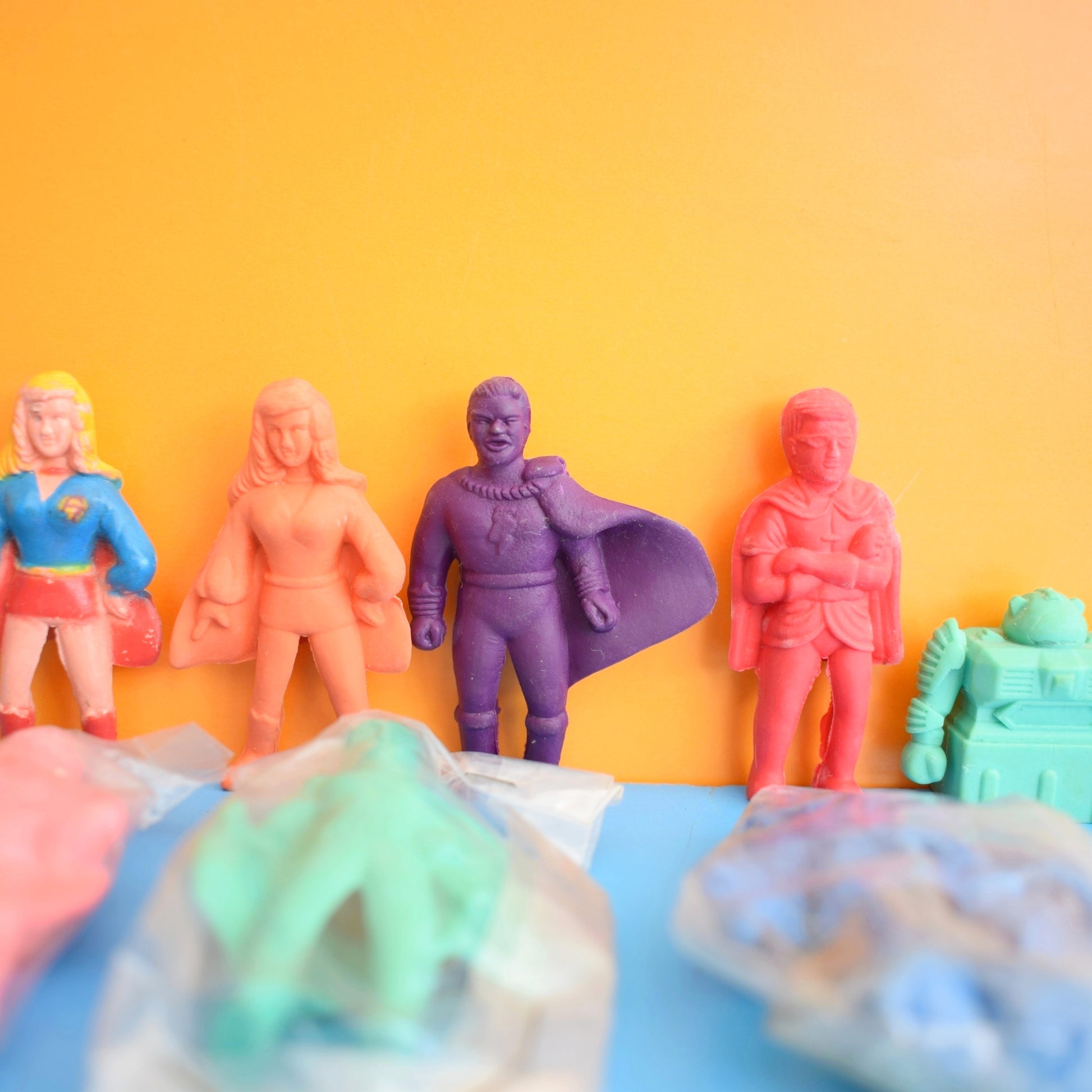 Vintage 1980s Collectable Erasers / Rubbers - Super Heros / Robots by Pineapple Retro