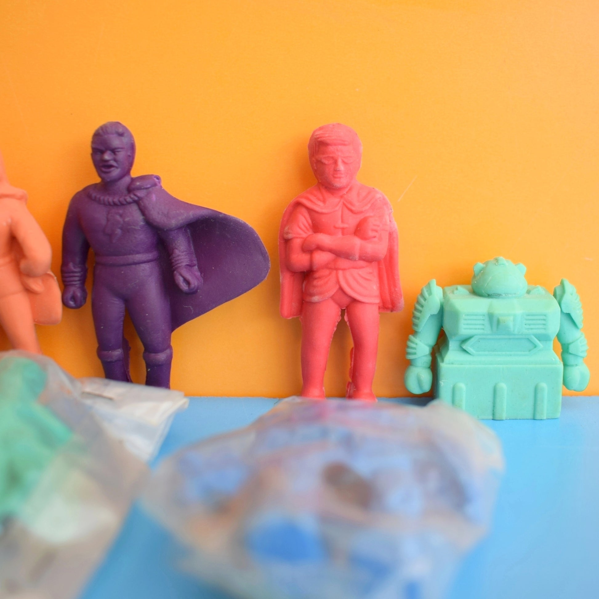 Vintage 1980s Collectable Erasers / Rubbers - Super Heros / Robots by Pineapple Retro
