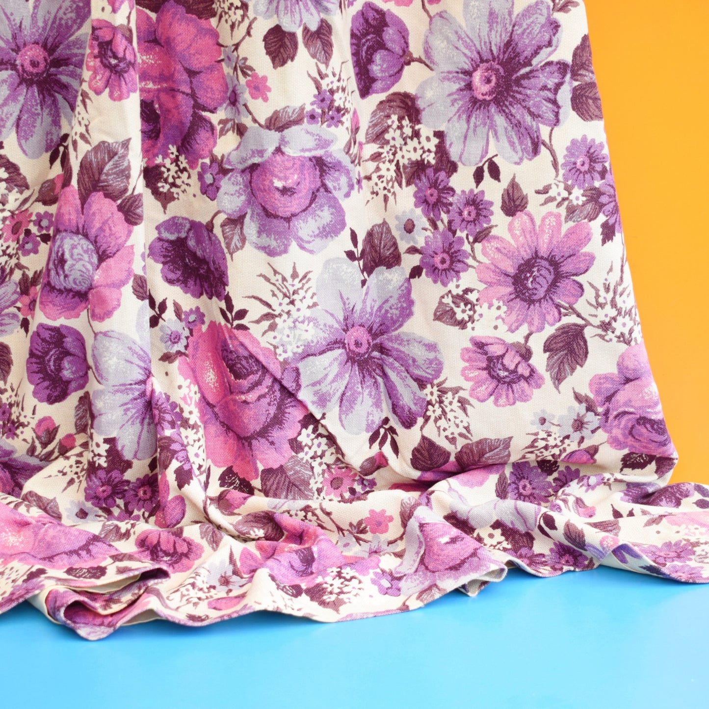 Vintage 1960s Curtains - Flower Power - M&S - Purple . by Vintage