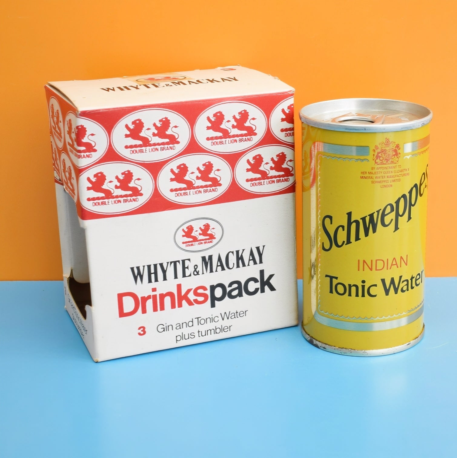 Vintage 1980s Whyte & Mackay Drinks Pack / Schweppes Can - G&T by Pineapple Retro