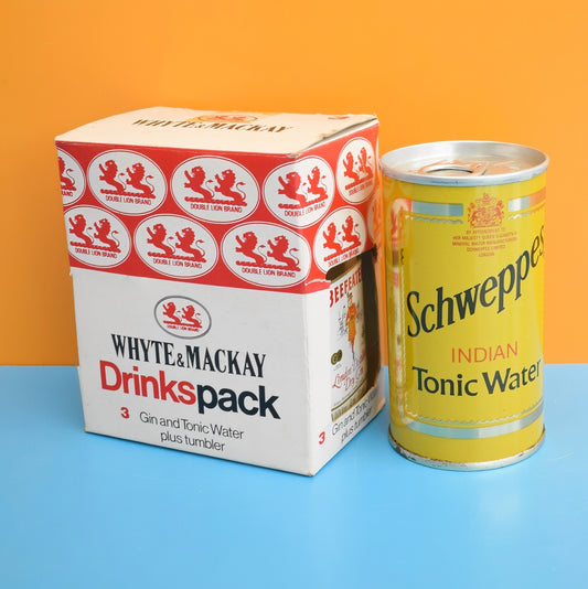 Vintage 1980s Whyte & Mackay Drinks Pack / Schweppes Can - G&T by Pineapple Retro