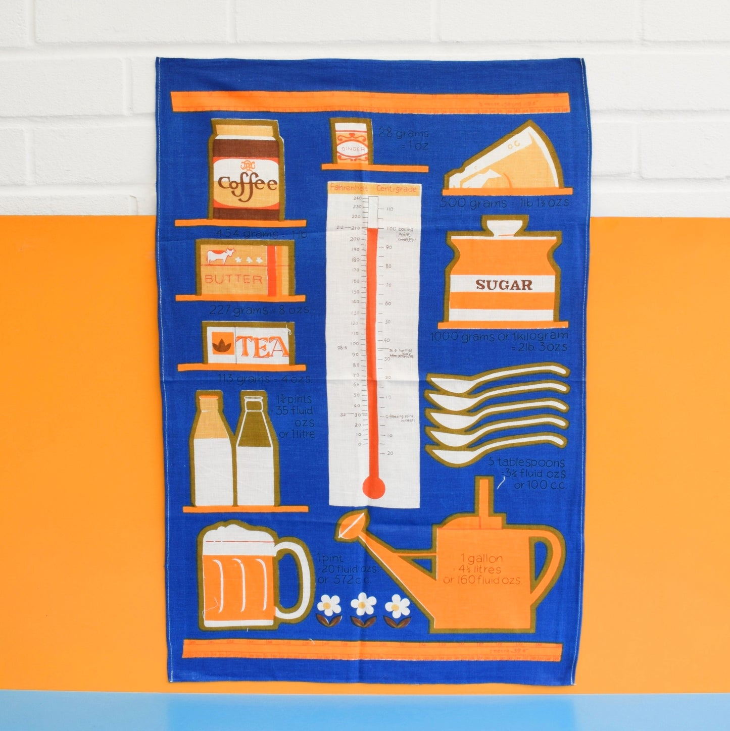 Vintage 1970s Tea Towel - Metric Measurements - Unused- Choice Of Colours by Vintage