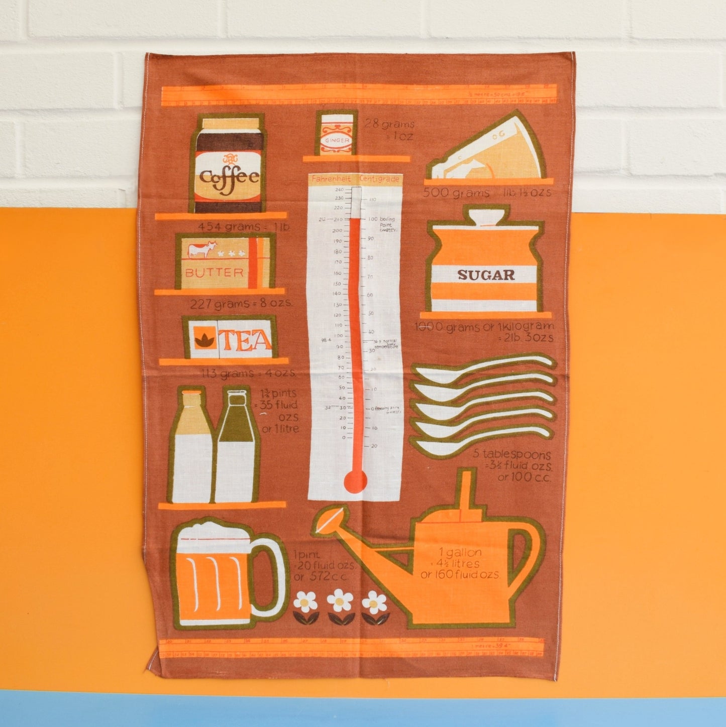 Vintage 1970s Tea Towel - Metric Measurements - Unused- Choice Of Colours by Vintage