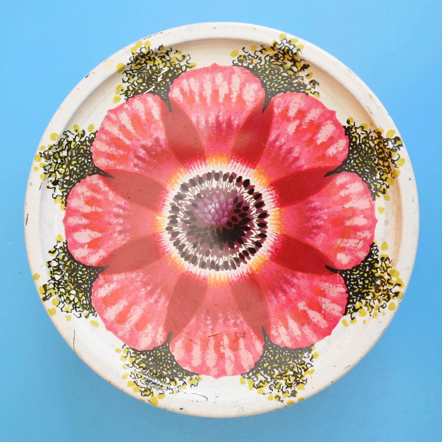 Vintage 1960s Metal Mackintosh & Sons Tin - Flower Print- Pink by Vintage