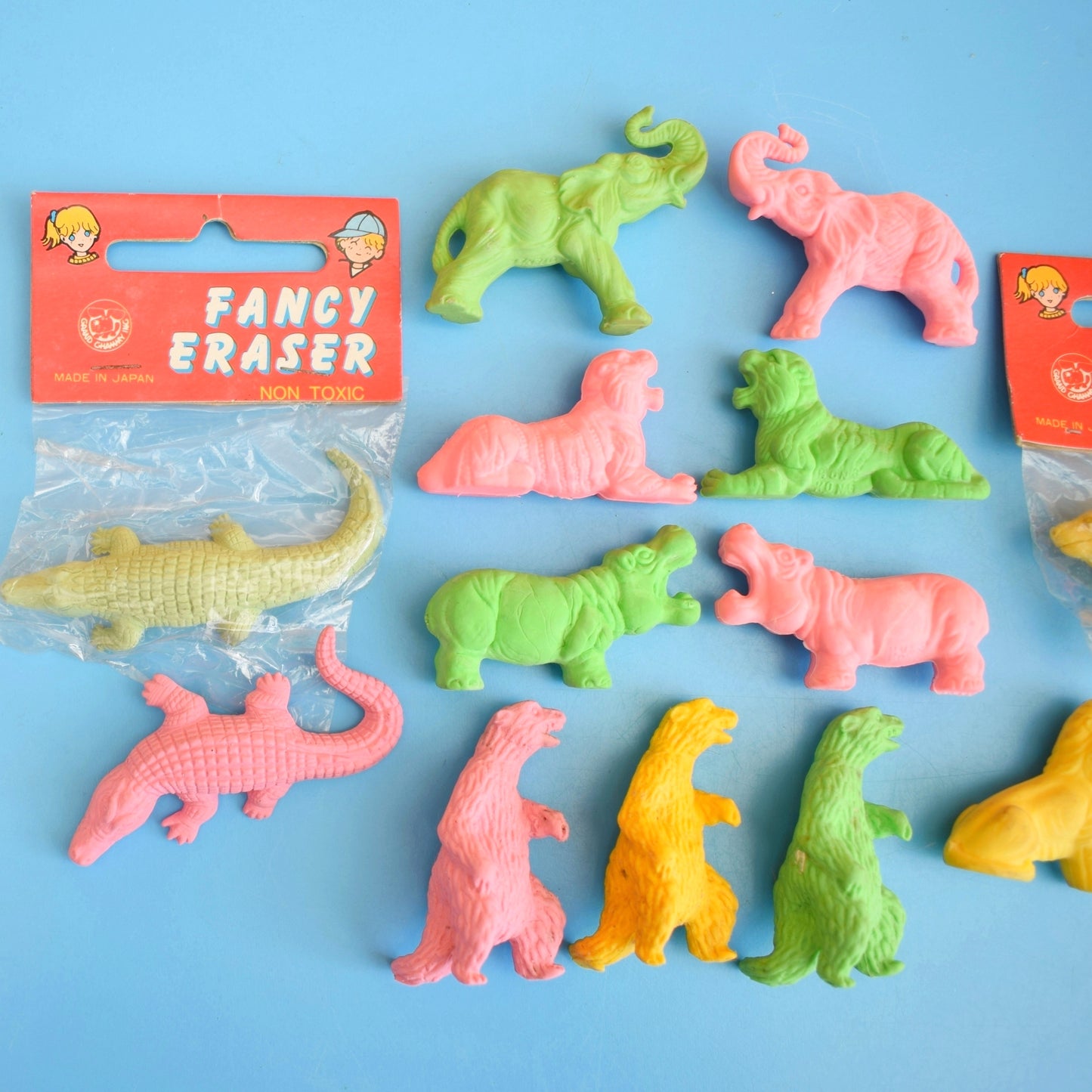 Vintage 1980s Collectable Erasers / Rubbers - Zoo Animals