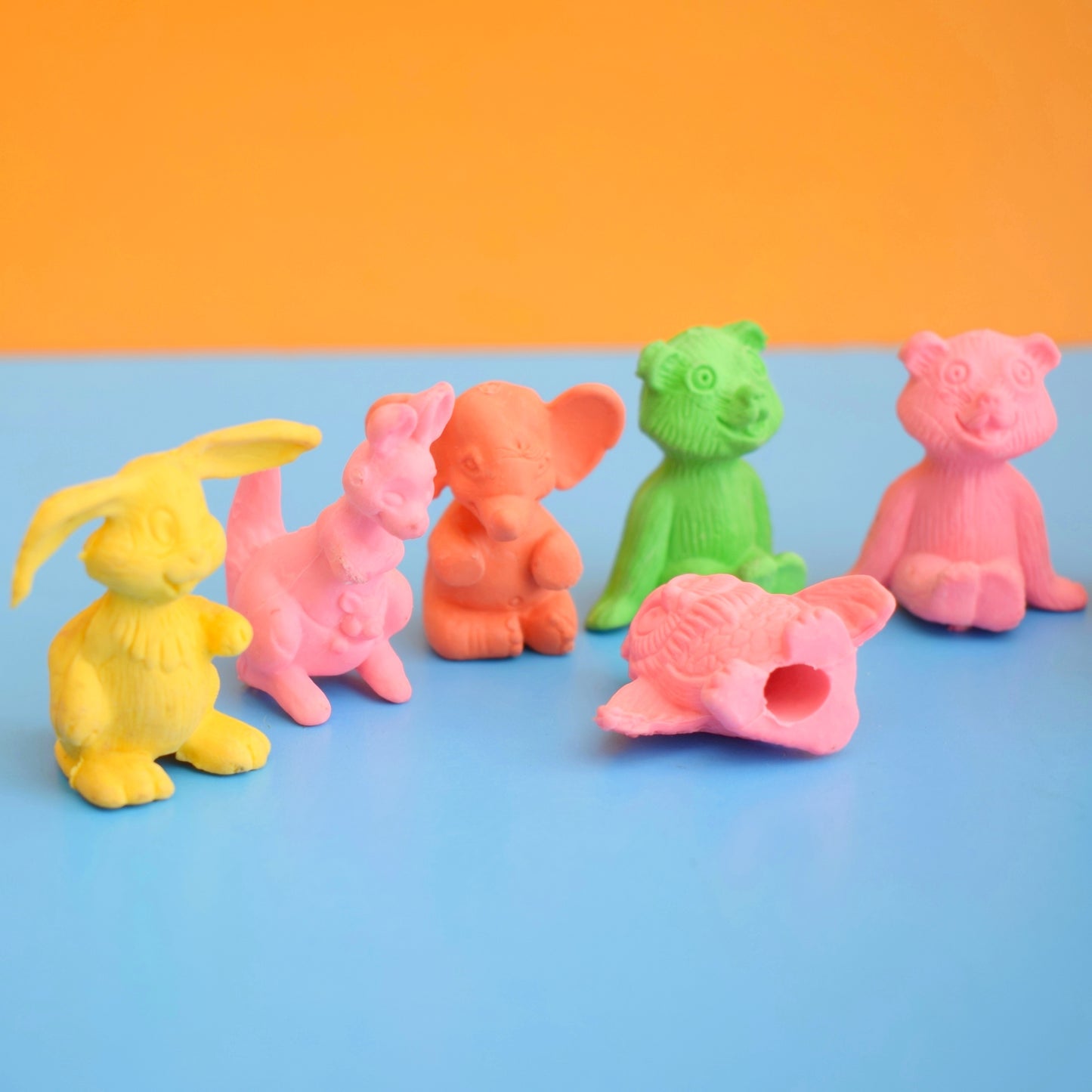 Vintage 1980s Collectable Erasers / Rubbers - Pencil Topper / Animals