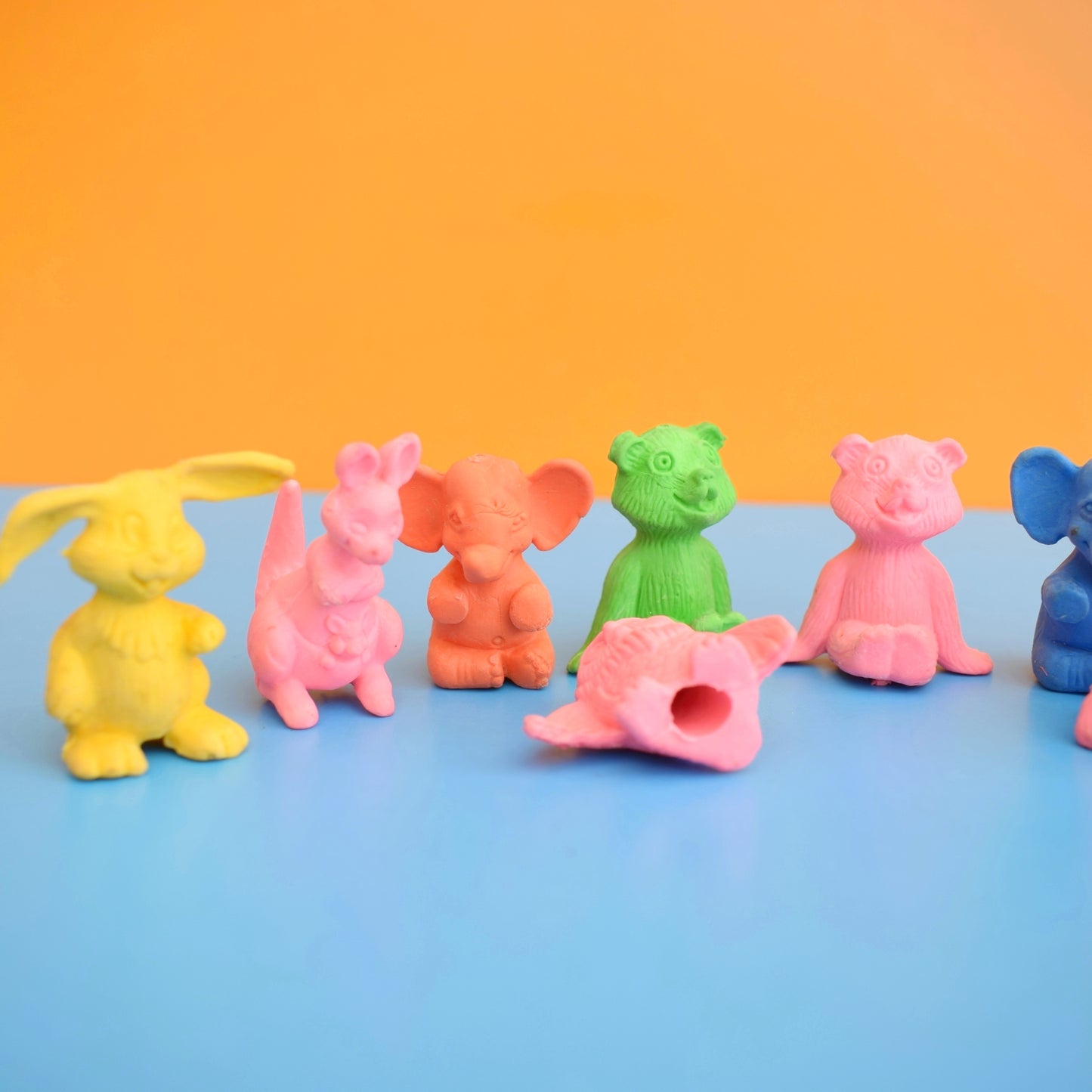 Vintage 1980s Collectable Erasers / Rubbers - Pencil Topper / Animals
