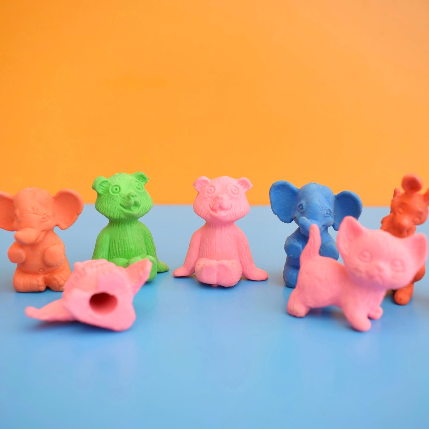 Vintage 1980s Collectable Erasers / Rubbers - Pencil Topper / Animals