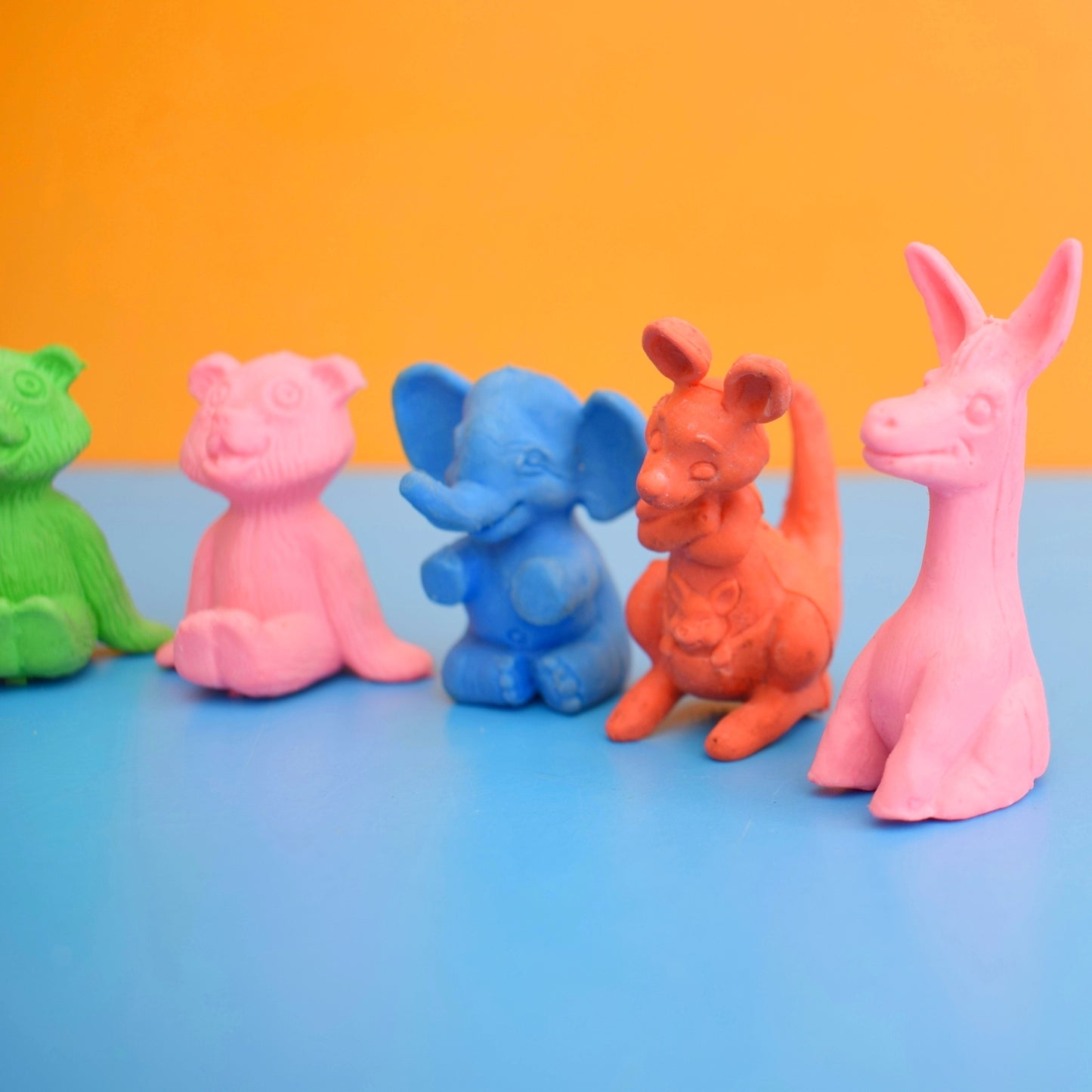 Vintage 1980s Collectable Erasers / Rubbers - Pencil Topper / Animals