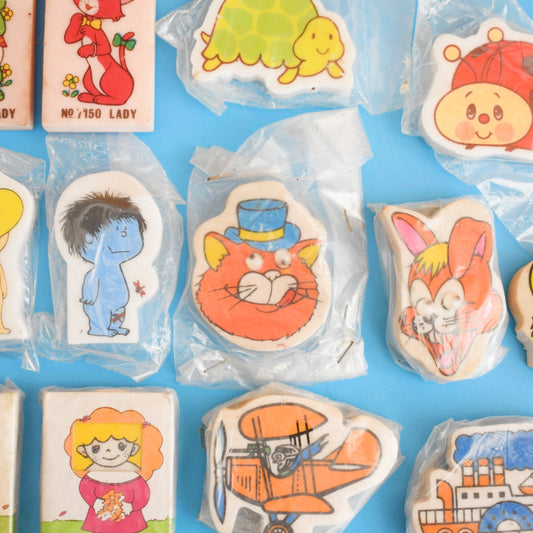 Vintage 1980s Collectable Erasers / Rubbers - Cartoon Style