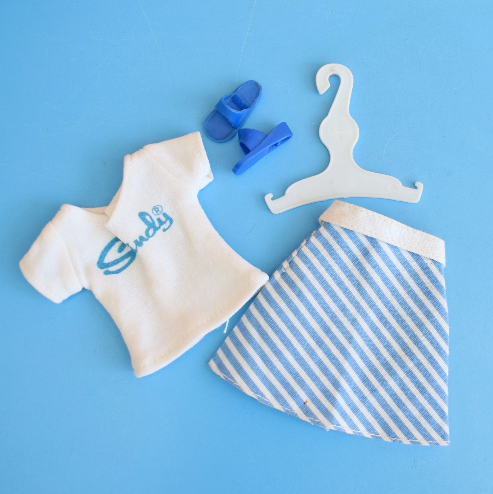 Vintage 1970s Sindy Doll Separates Outfit- Logo T Shirt - Blue by Pineapple Retro