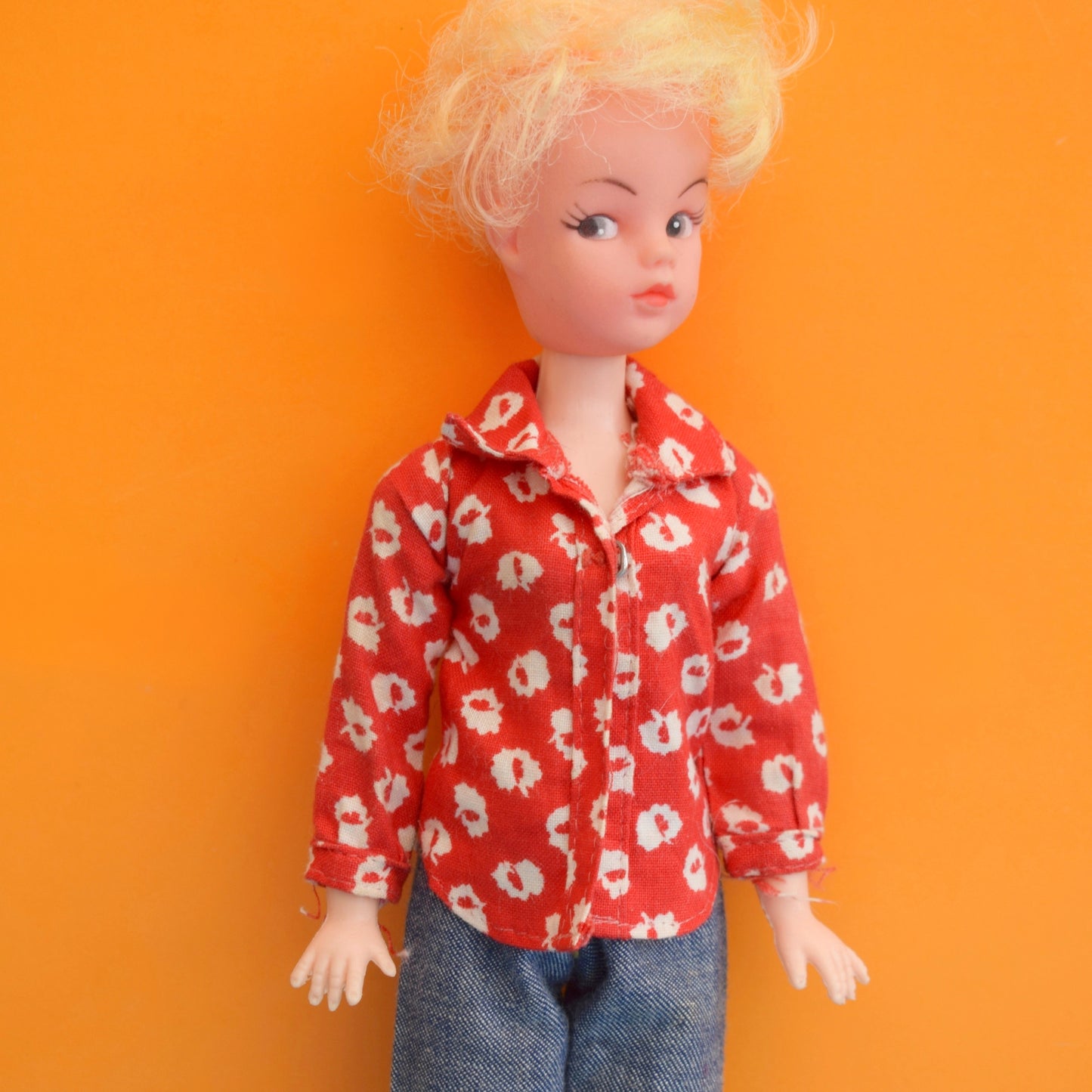 Vintage 1970s Sindy Doll Separates Outfit- Red Shirt & Jeans by Pineapple Retro