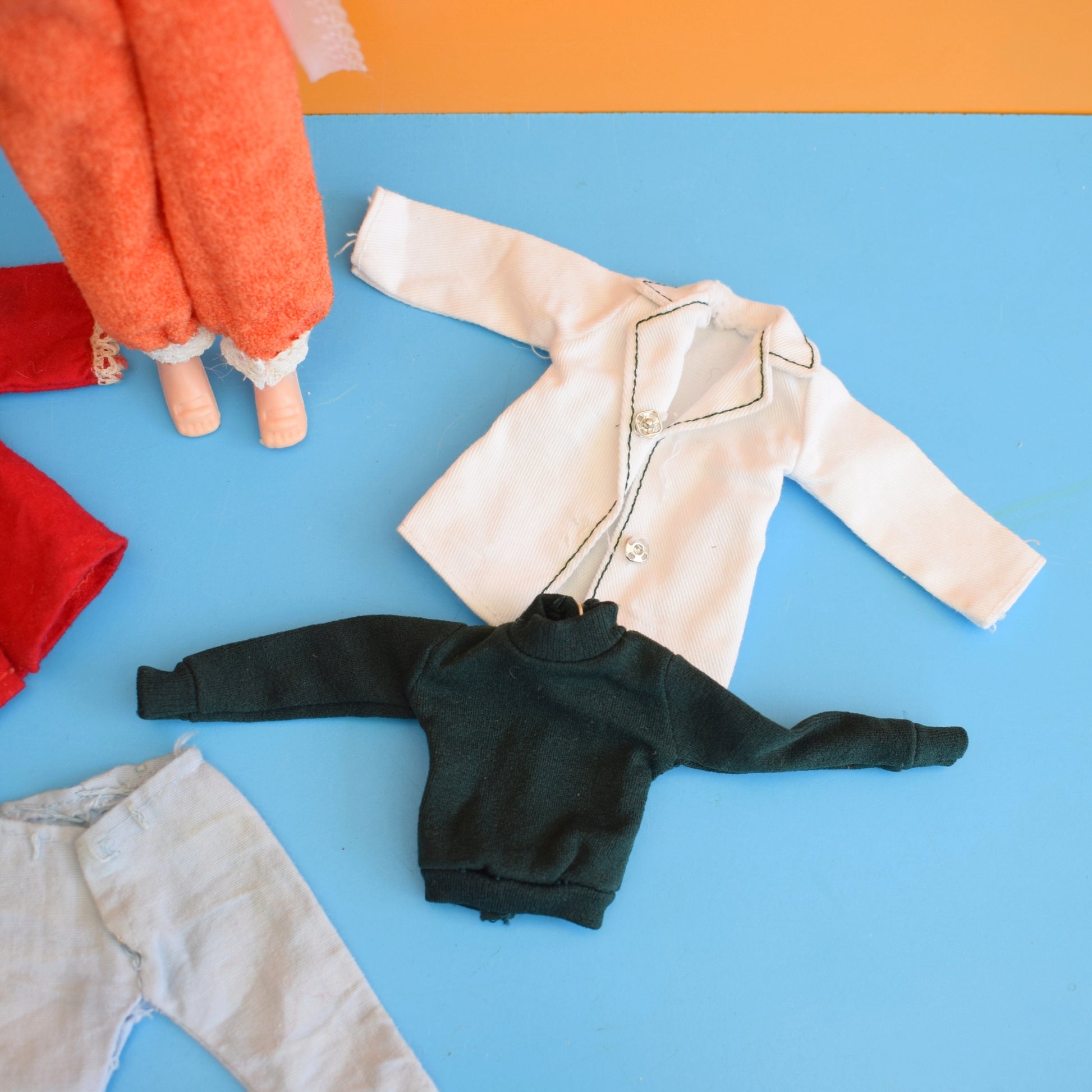 Vintage 1970s Sindy Doll Mixed Clothing Lot & Clone Doll by Pineapple Retro