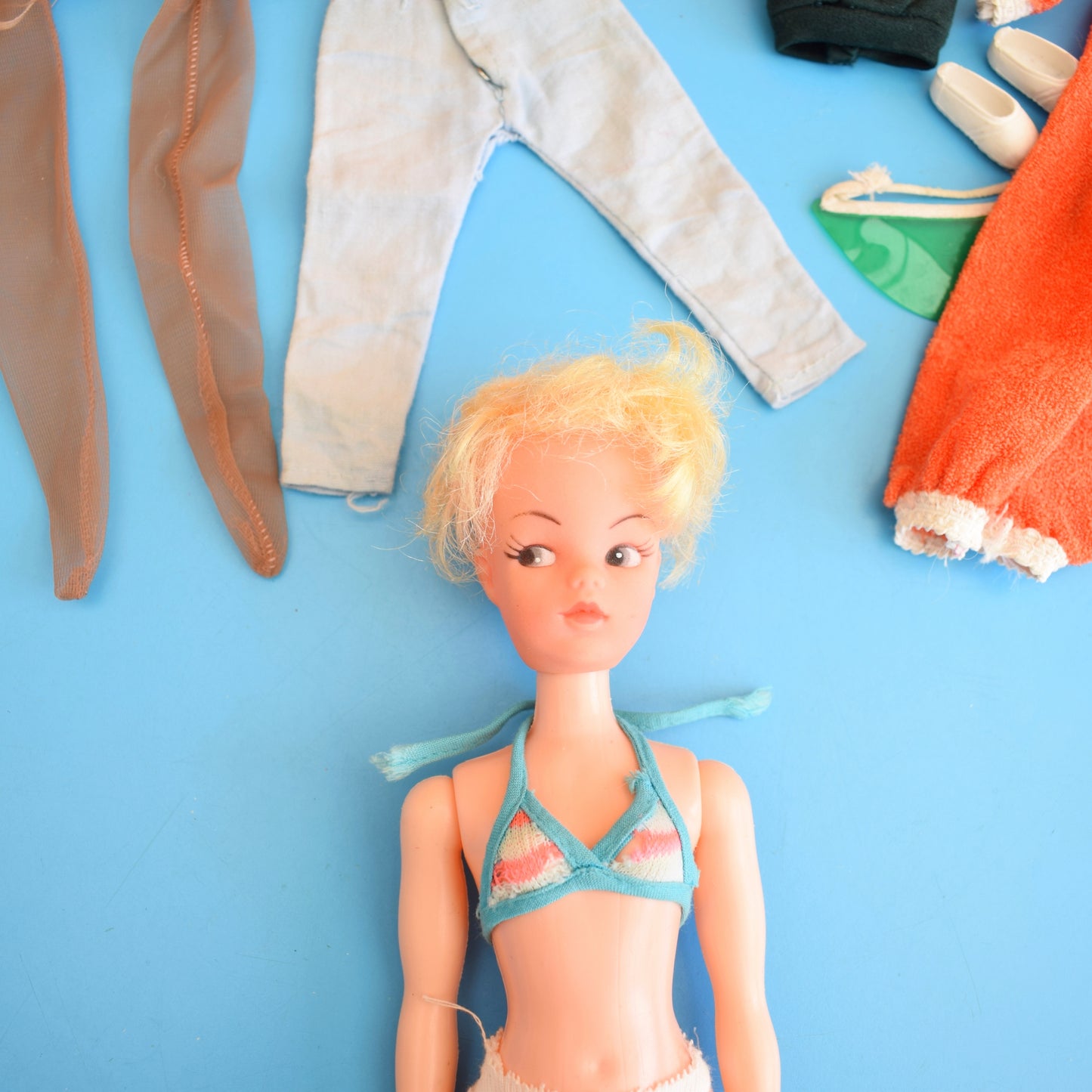 Vintage 1970s Sindy Doll Mixed Clothing Lot & Clone Doll by Pineapple Retro