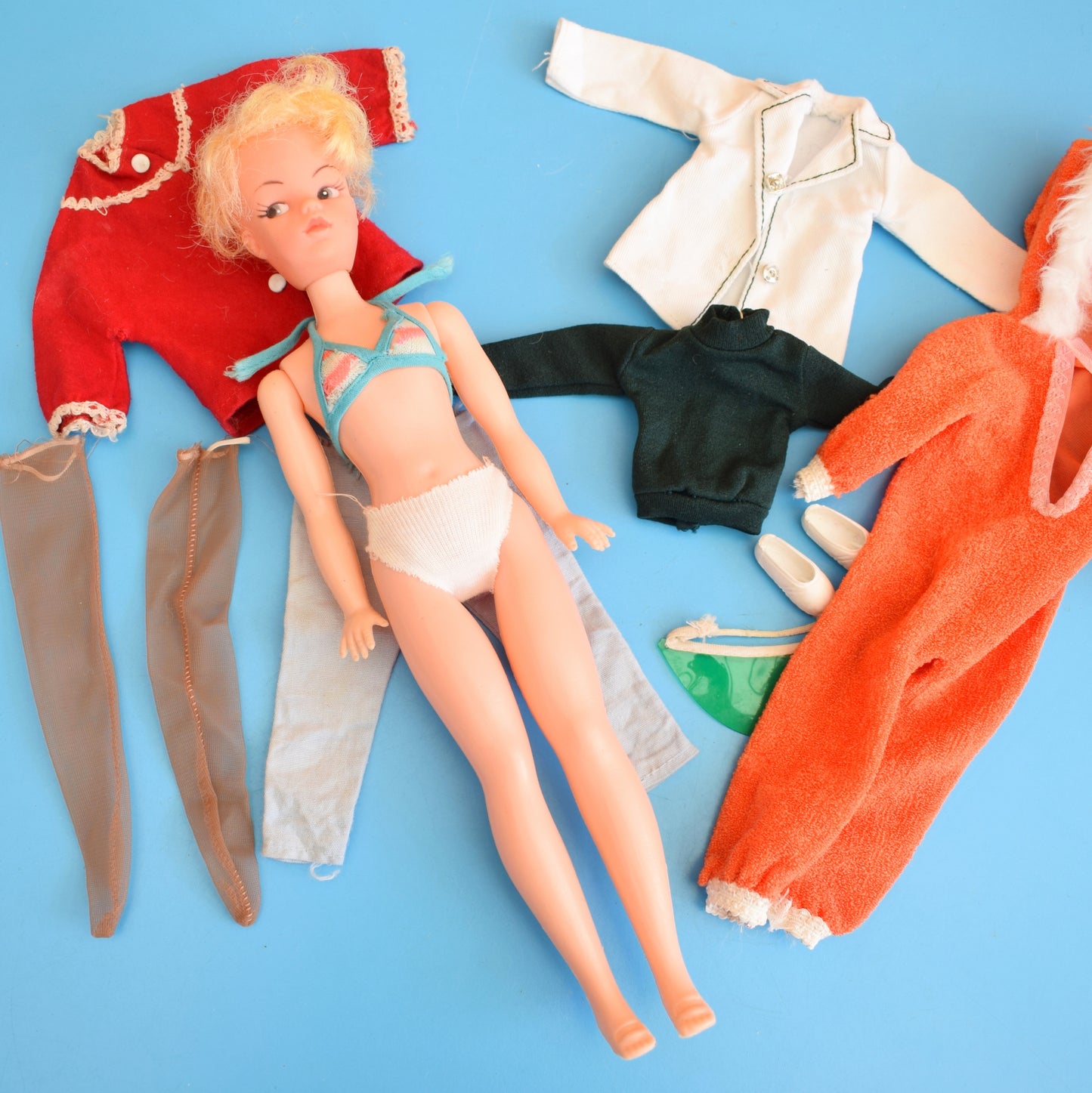 Vintage 1970s Sindy Doll Mixed Clothing Lot & Clone Doll by Pineapple Retro