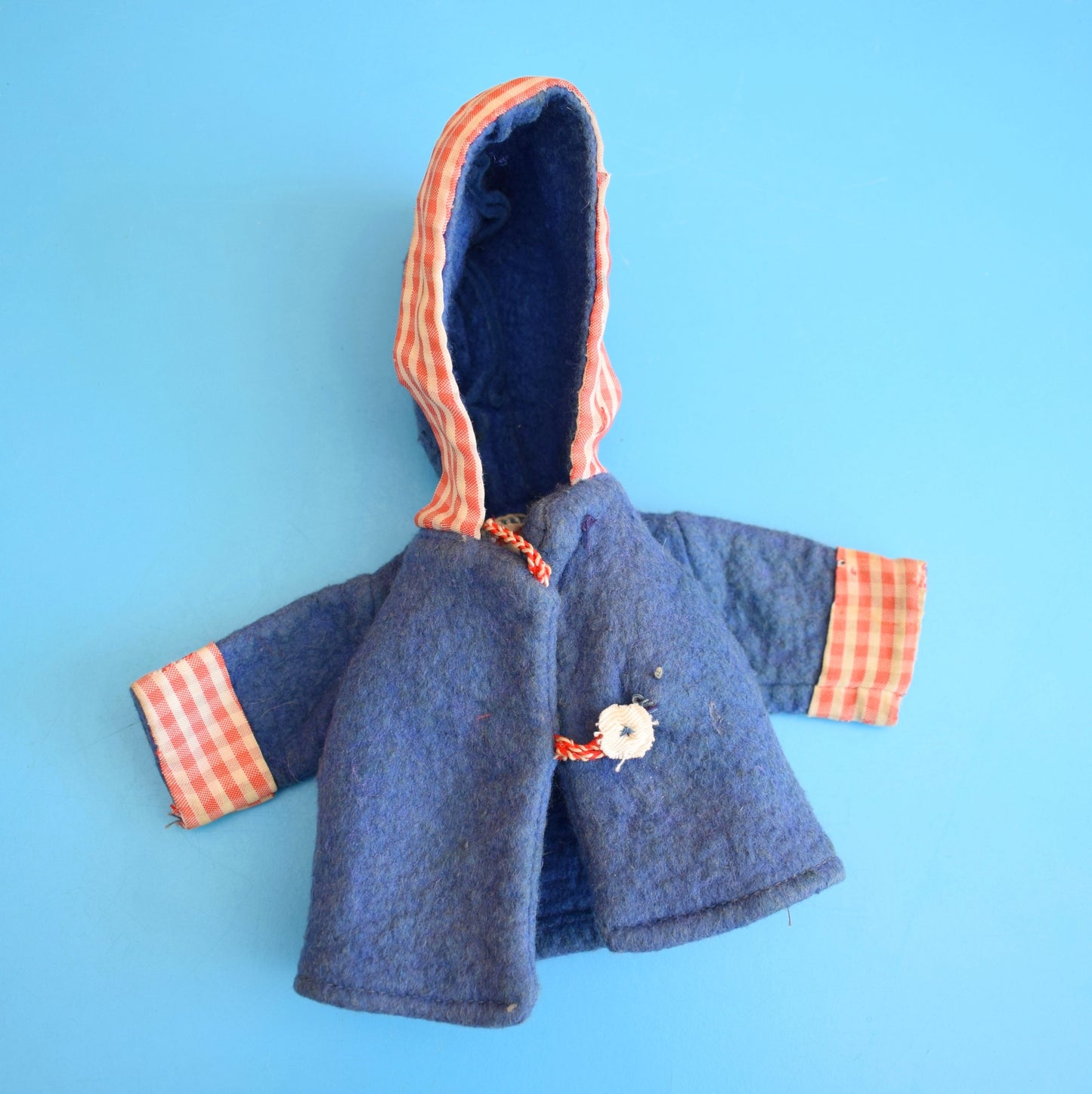 Vintage 1970s Doll Size Outfit - Faerie Glen - Checked Dress & Duffle Coat by Pineapple Retro