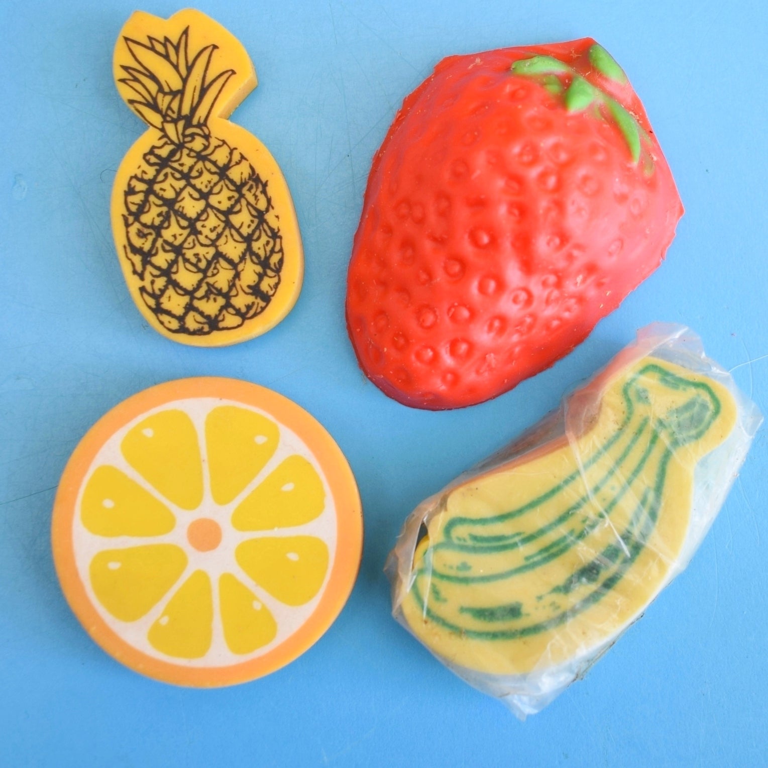 Vintage 1980s Collectable Erasers / Rubbers - Fruit Bowl (14) by Pineapple Retro