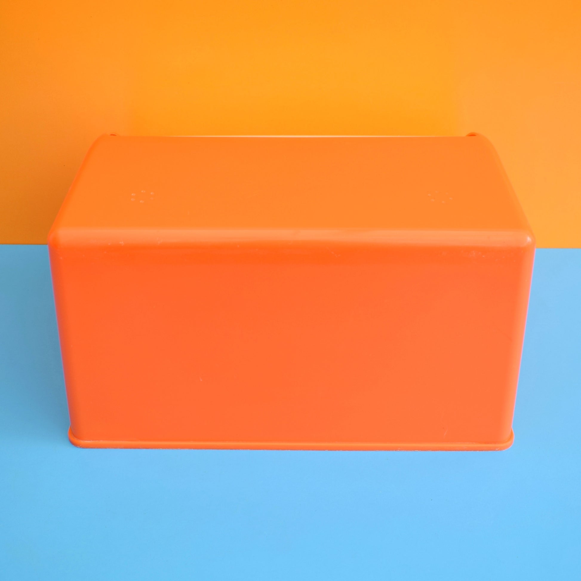 Vintage 1970s Plastic Bread Bin - Orange / Cream Roll Top by Pineapple Retro