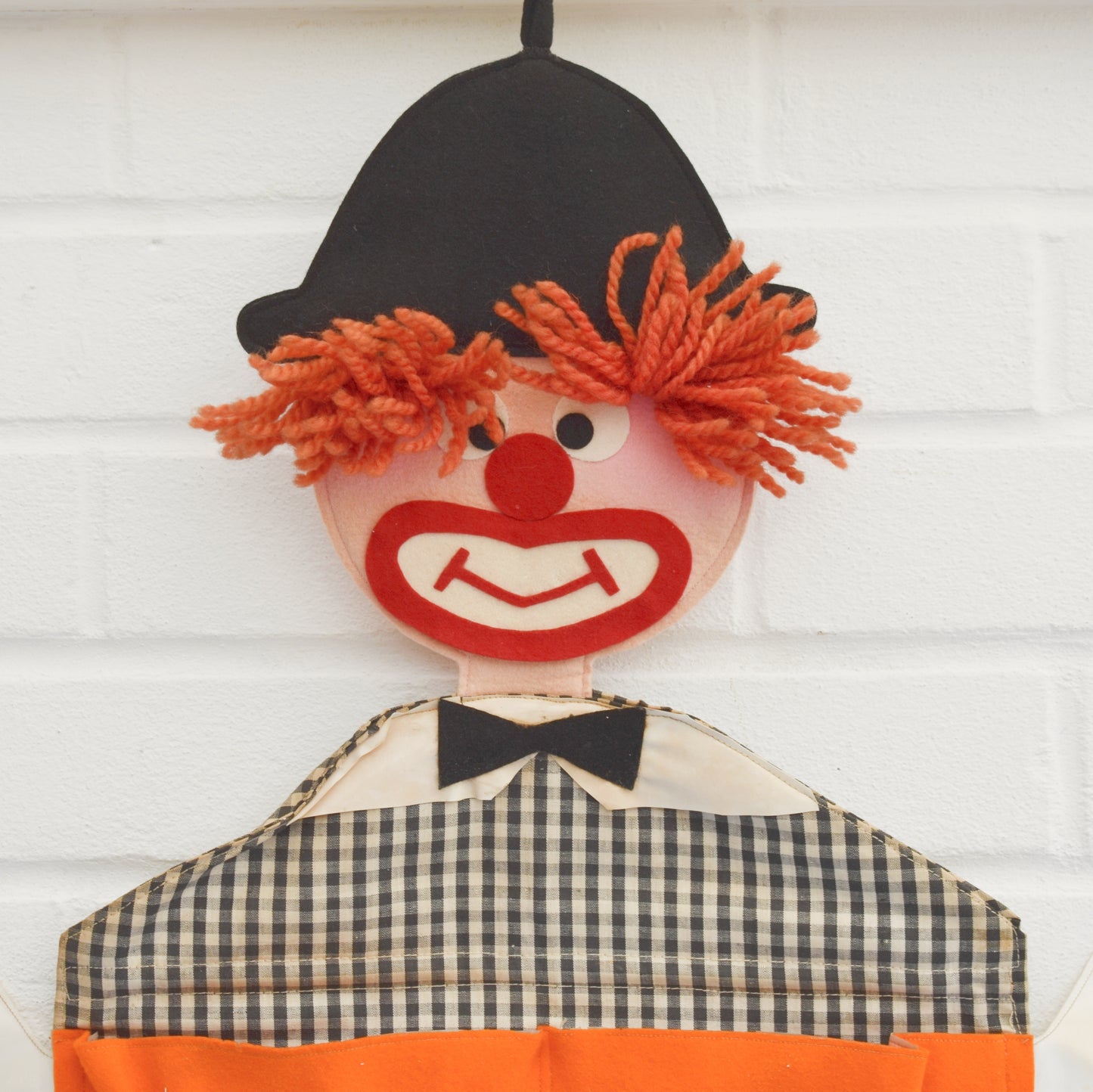 Vintage 1960s Clown Fabric Wall Tidy- Toys/ Books Etc by Pineapple Retro