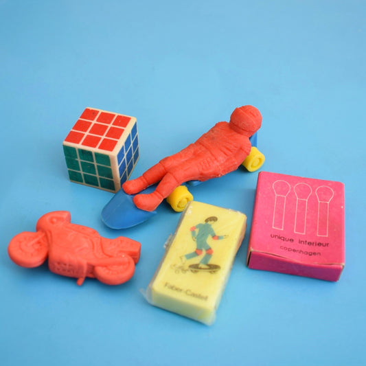 Vintage 1980s Collectable Erasers / Rubbers - Mixed Kitsch by Pineapple Retro