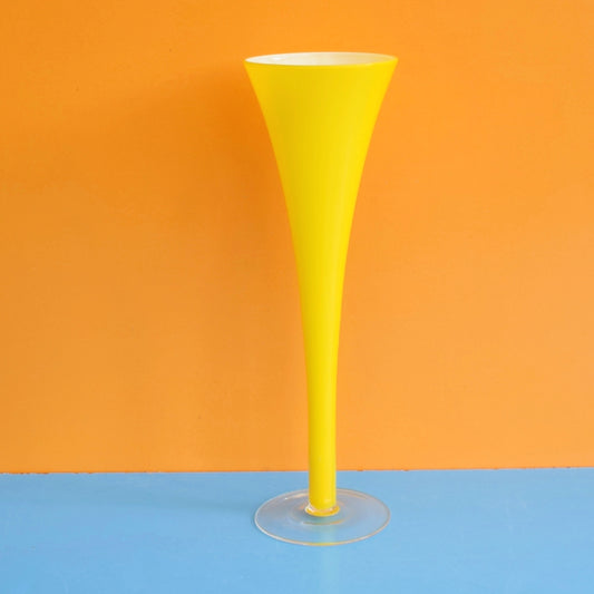 Vintage 1960s Glass Cased Vase - Lemon Yellow