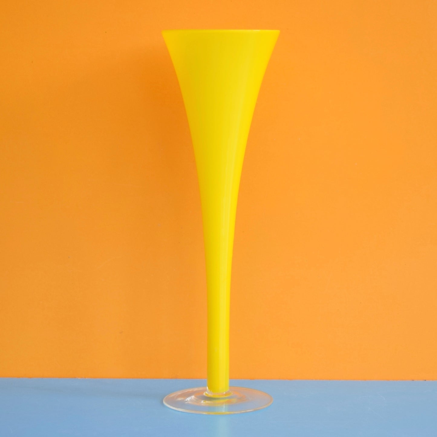 Vintage 1960s Glass Cased Vase - Lemon Yellow