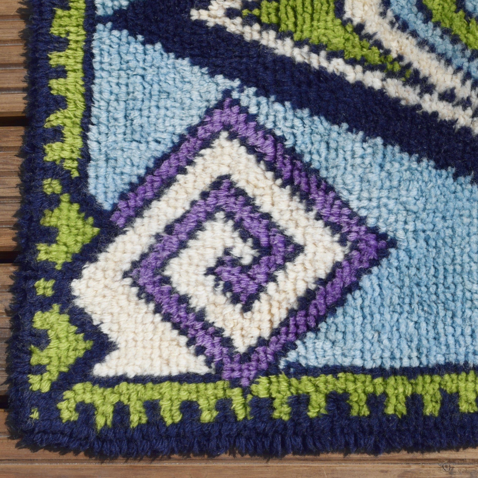 Vintage 1950s Shag Pile Rug - Blue & Purple by Pineapple Retro