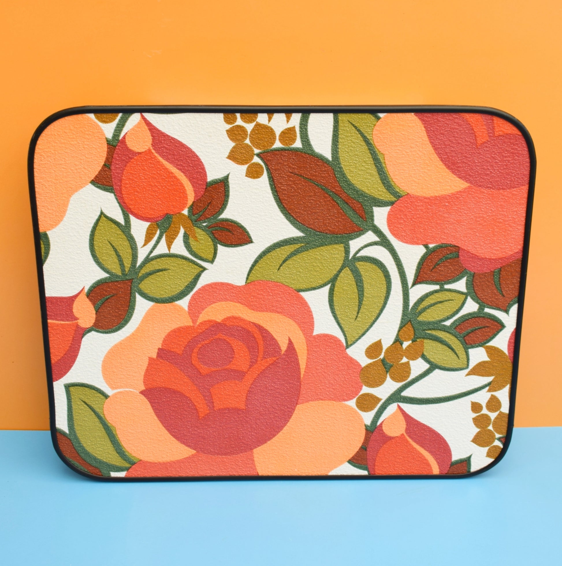 Vintage 1960s Folding Low Table - Flower Power- Orange & Green by Vintage