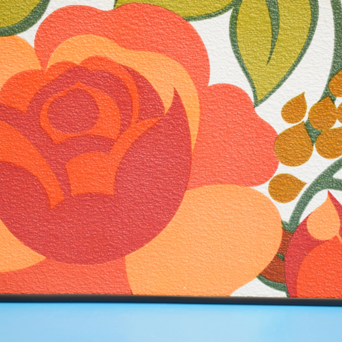Vintage 1960s Folding Low Table - Flower Power- Orange & Green by Vintage