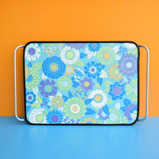 Vintage 1960s Folding Low Table - Flower Power- Blue & Purple by Vintage