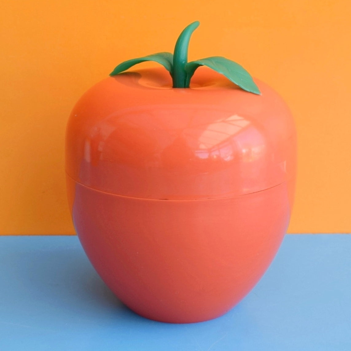 Vintage 1970s Plastic Apple Ice Bucket - Orange
