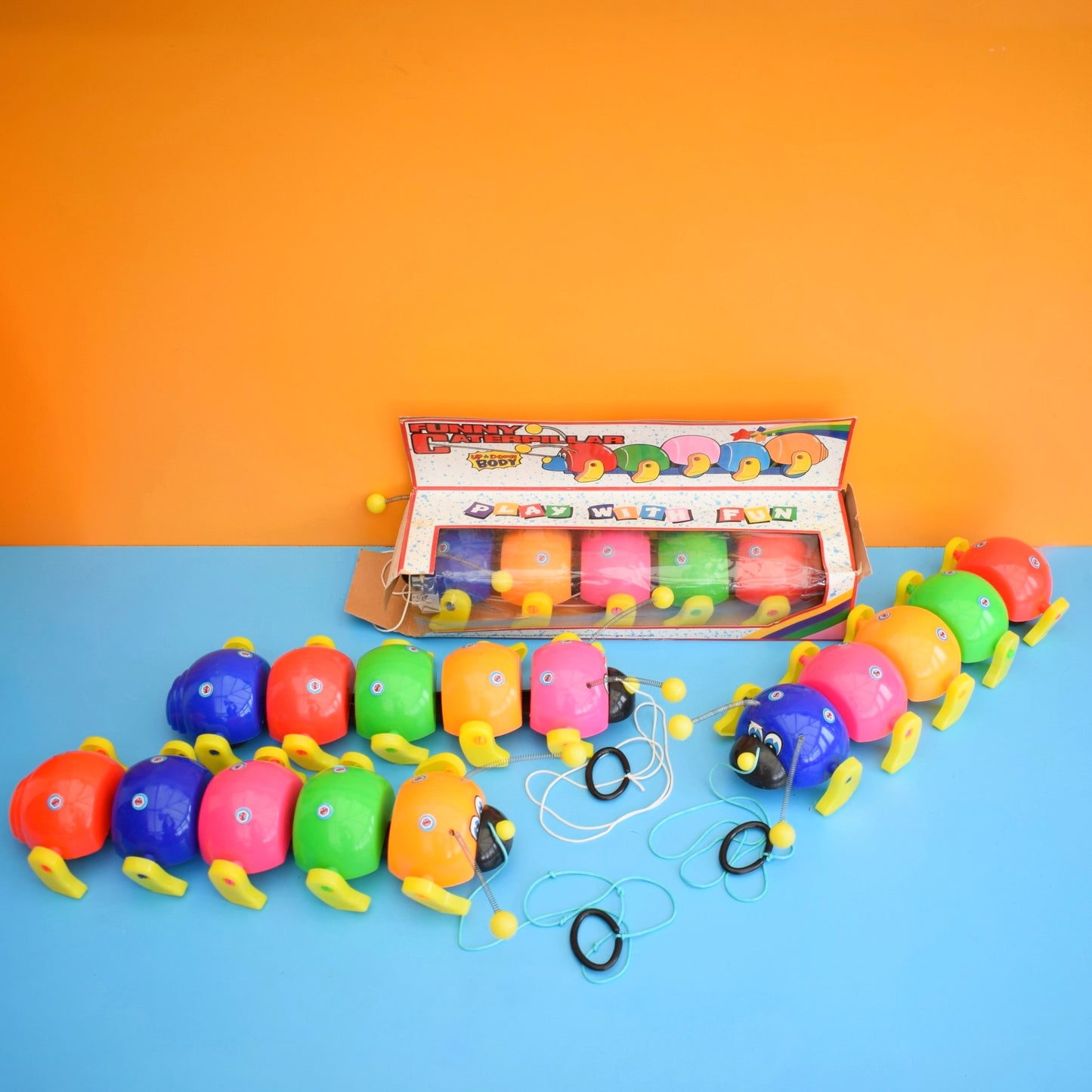 Vintage 1980s Pull Along Caterpillar Toys