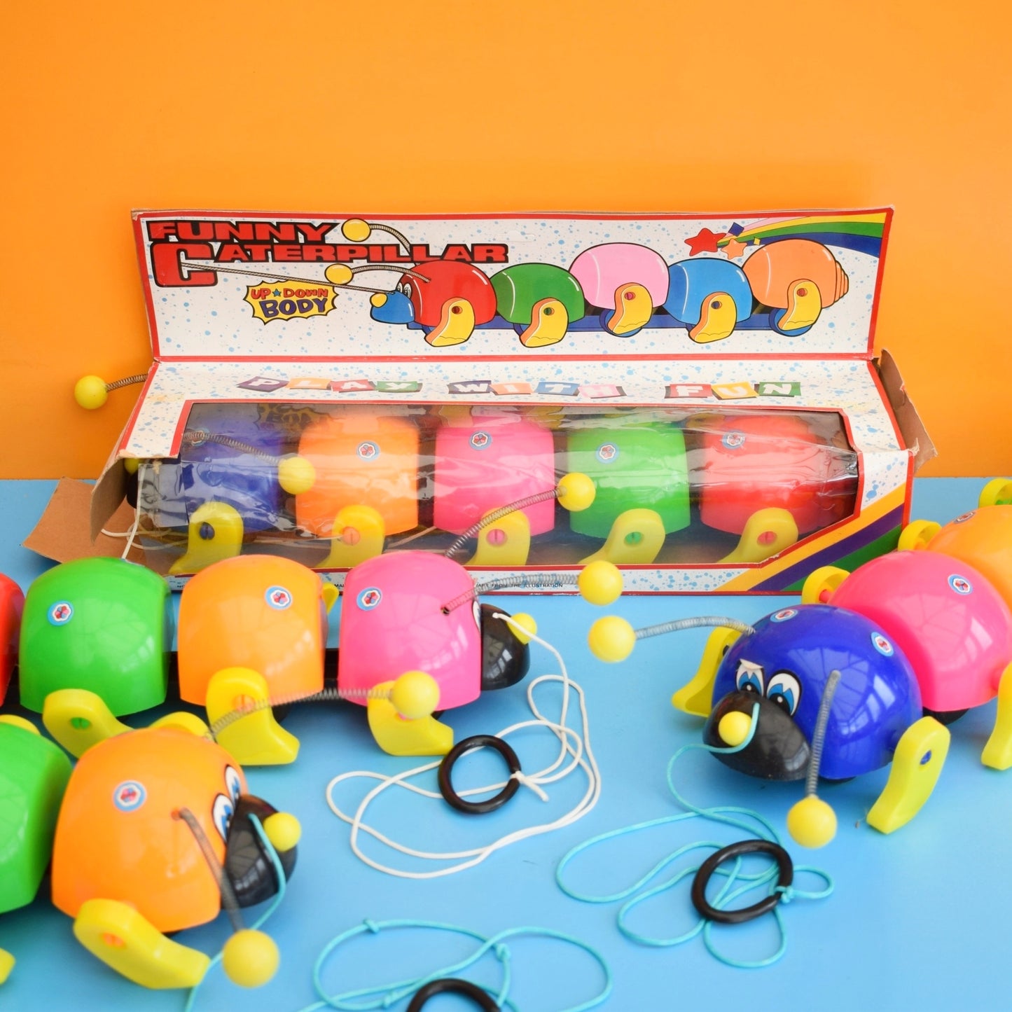 Vintage 1980s Pull Along Caterpillar Toys