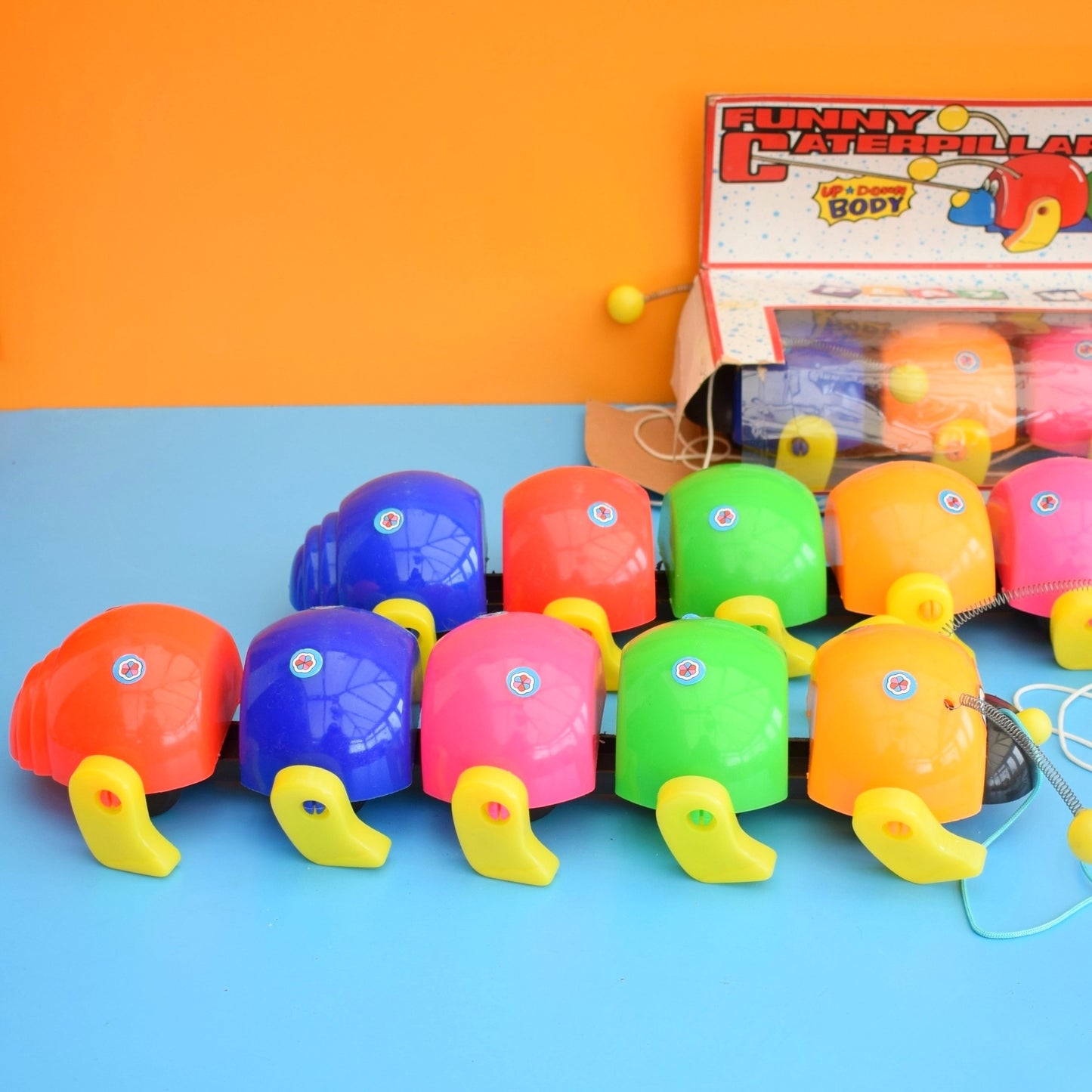 Vintage 1980s Pull Along Caterpillar Toys