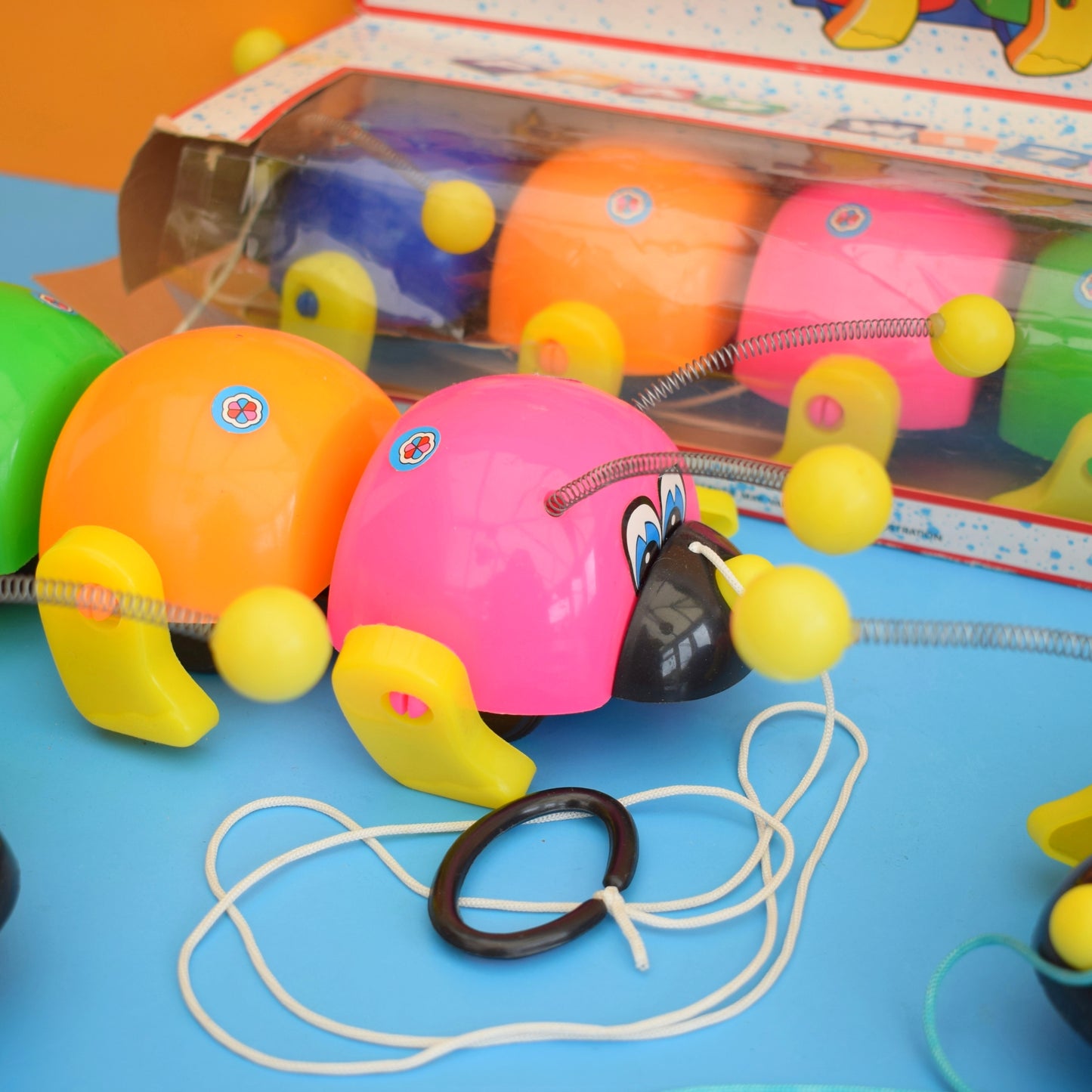 Vintage 1980s Pull Along Caterpillar Toys