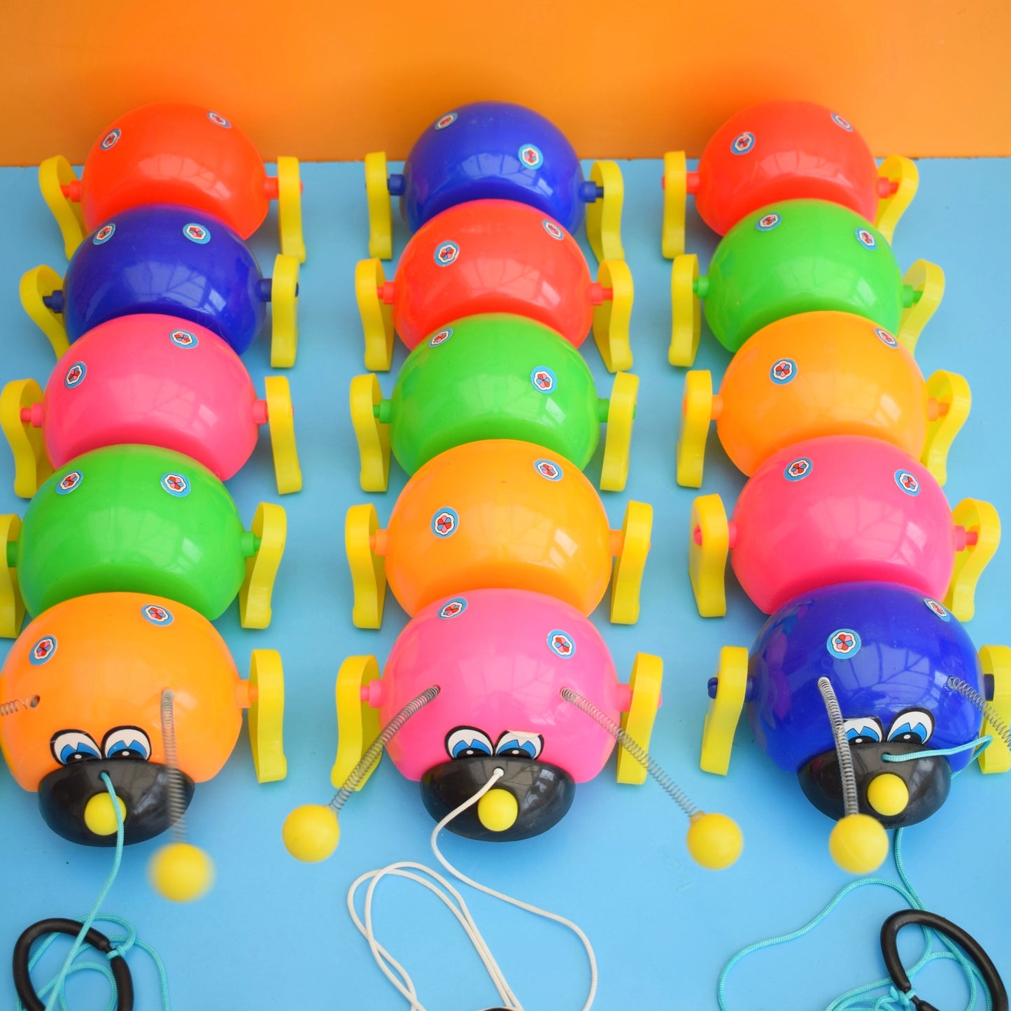 Vintage 1980s Pull Along Caterpillar Toys