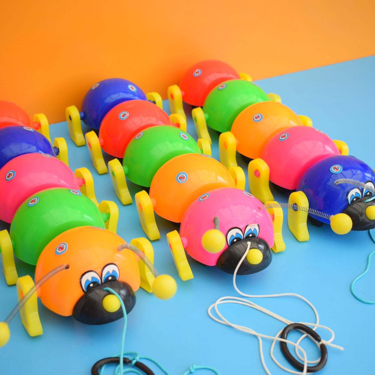 Vintage 1980s Pull Along Caterpillar Toys