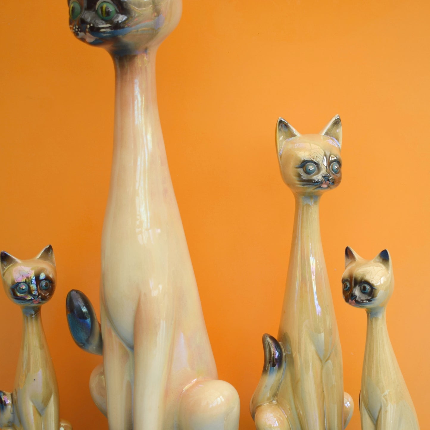 Vintage 1960s Ceramic Jema Holland Tall Necked Cats