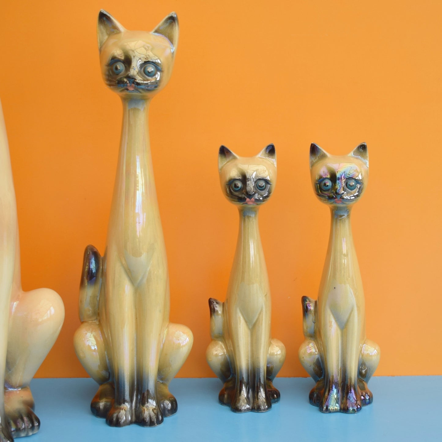 Vintage 1960s Ceramic Jema Holland Tall Necked Cats