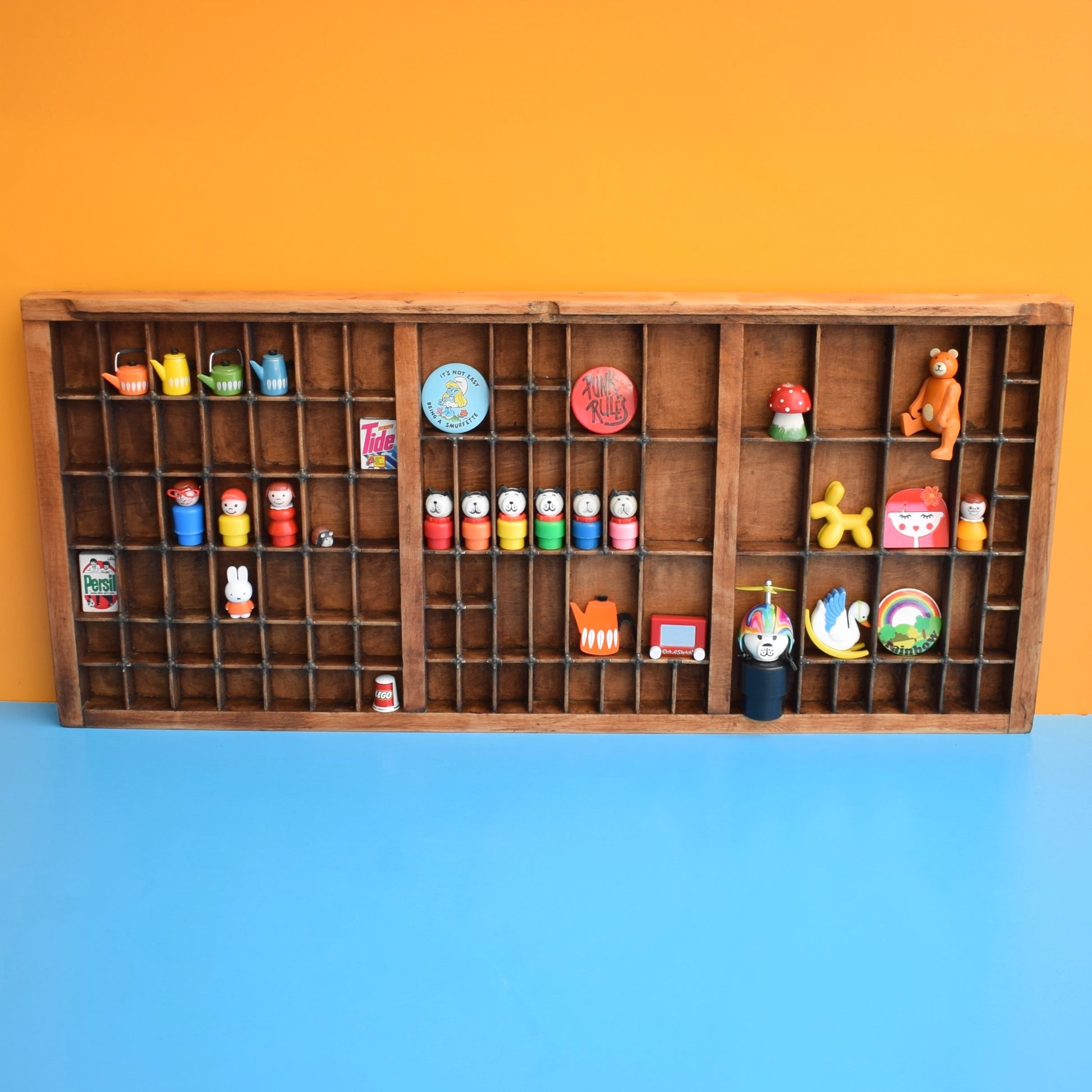 Vintage 1950s Wooden Printers Tray - Collection Display by Pineapple Retro